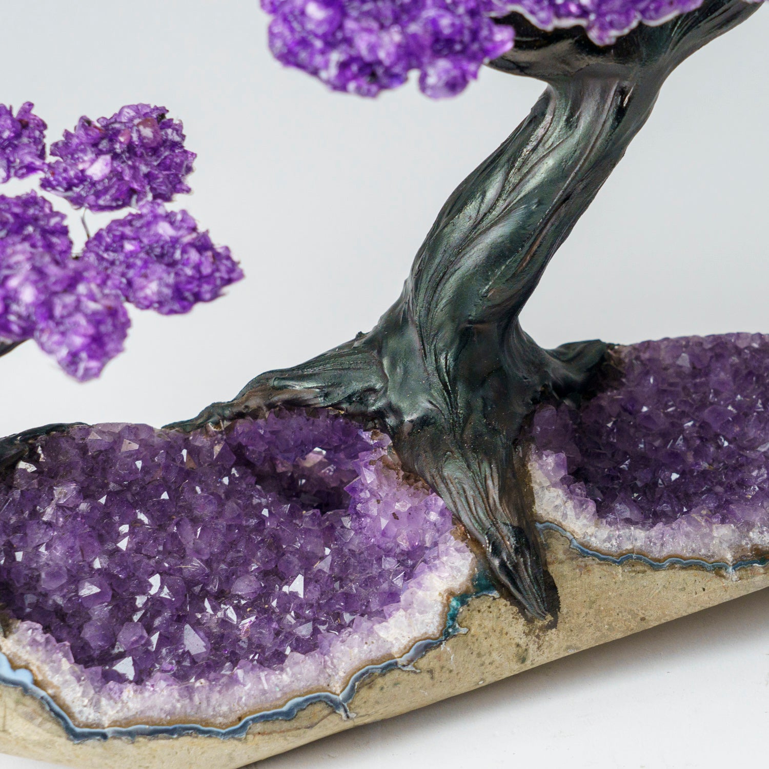 Custom - Two Genuine Amethyst Clustered Gemstone Trees on Amethyst Matrix (The Protection Tree)