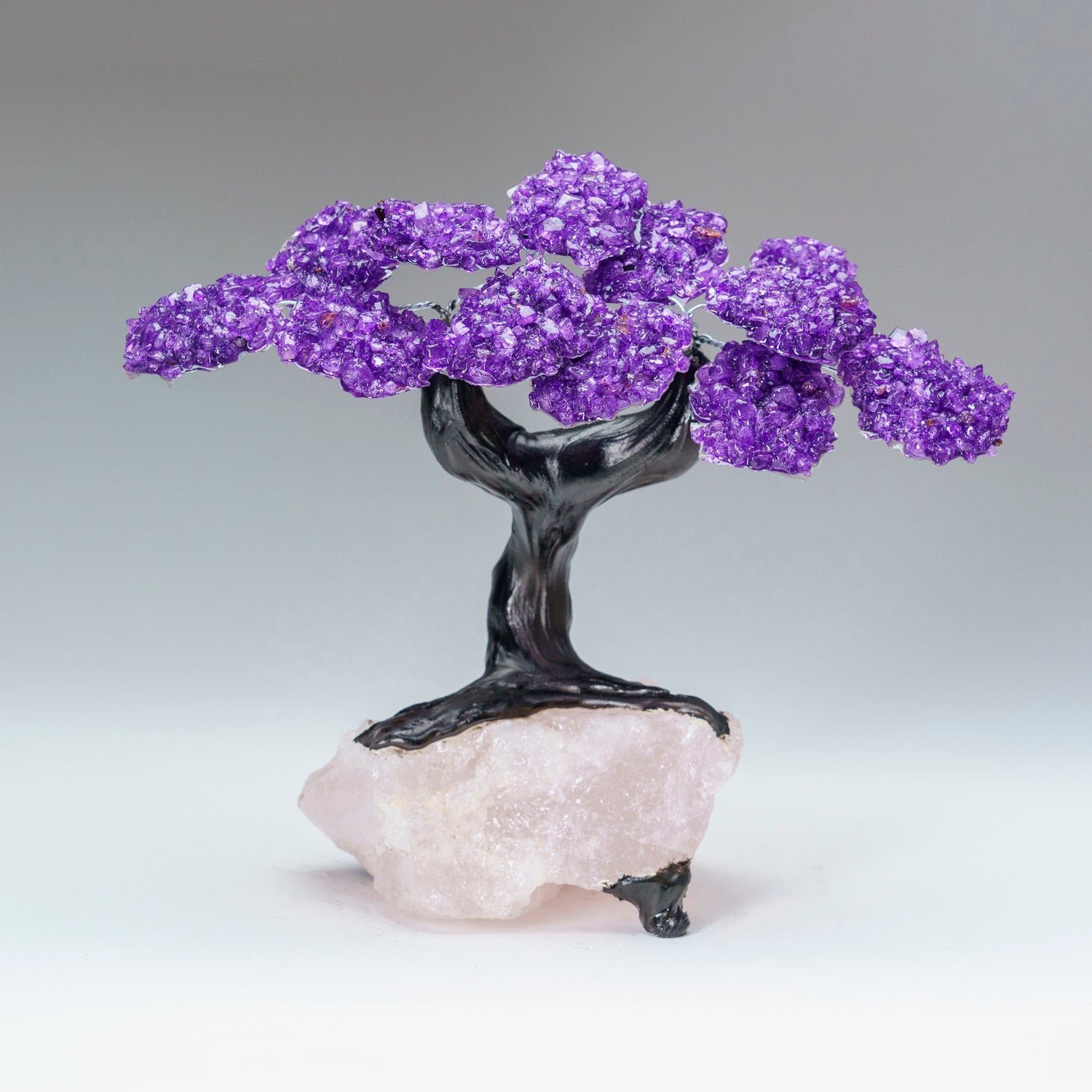 Custom - Amethyst Clustered Gemstone Tree on Rose Quartz Matrix (The Protection Tree)