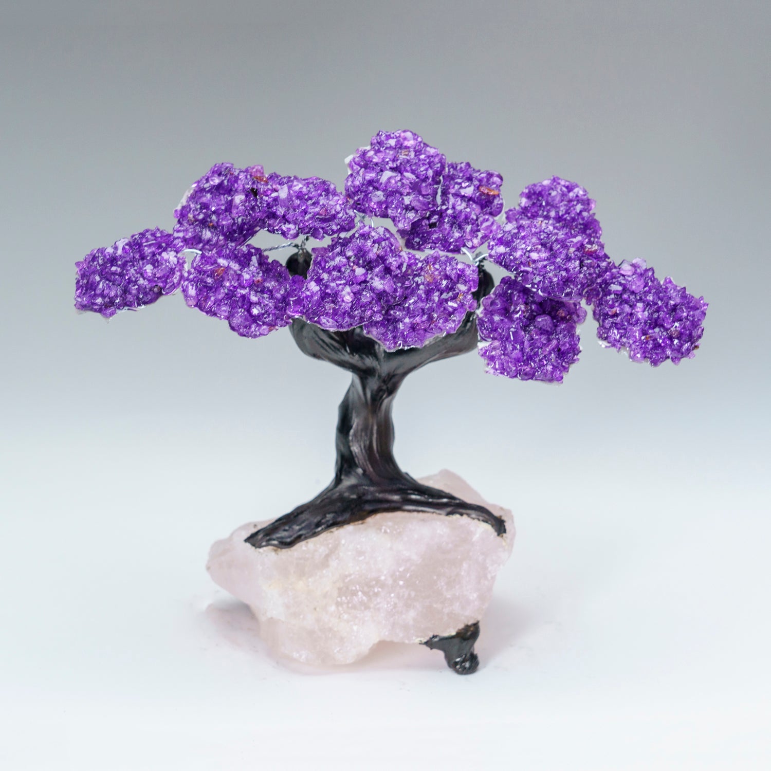 Custom - Amethyst Clustered Gemstone Tree on Rose Quartz Matrix (The Protection Tree)