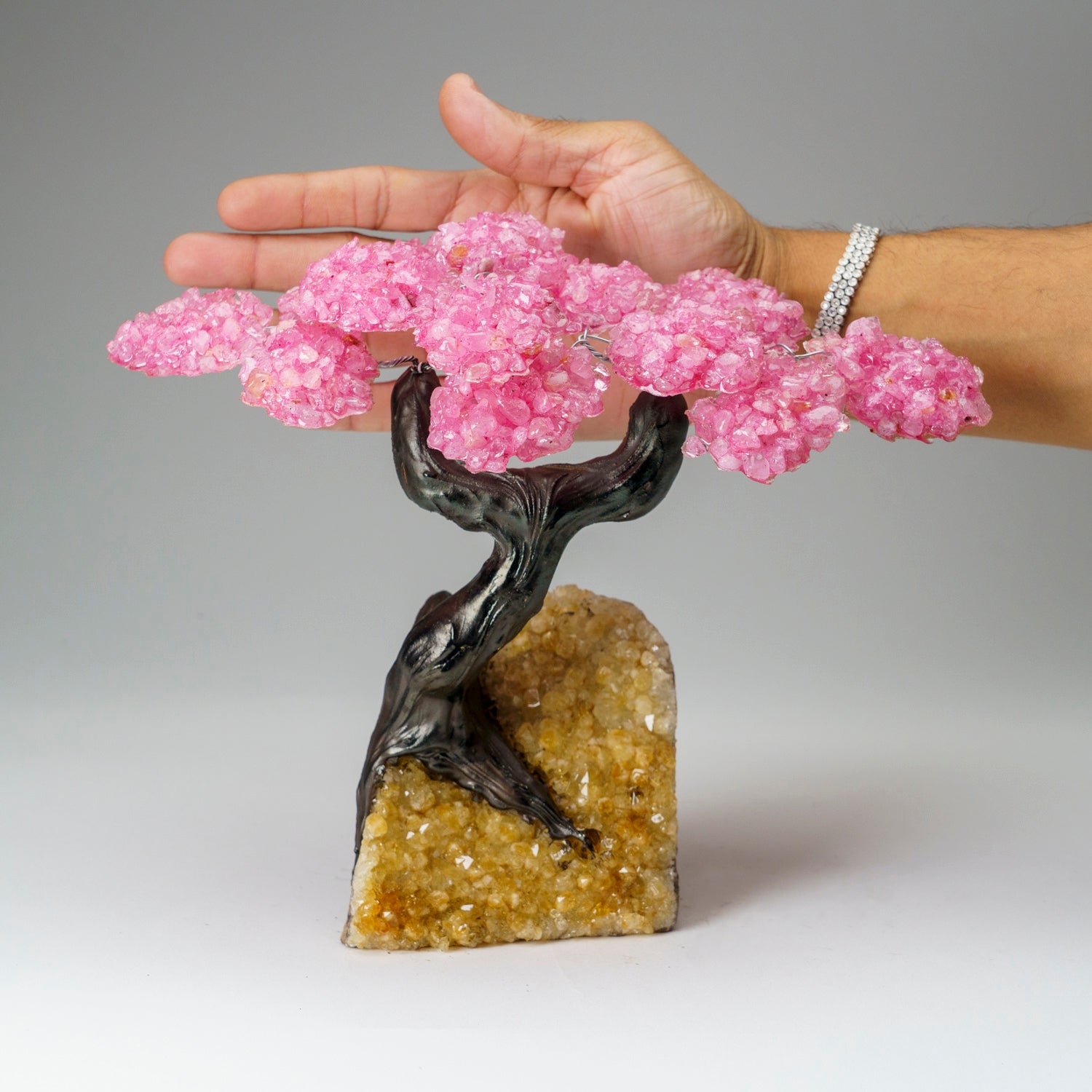 Custom - Genuine Rose Quartz Clustered Gemstone Tree on Citrine Matrix (The Comfort Tree)