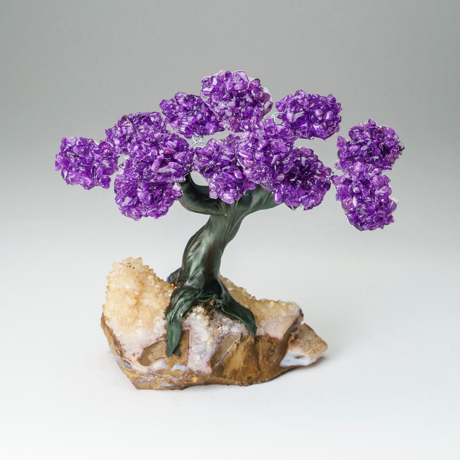 Custom - Genuine Amethyst Clustered Gemstone Tree on Citrine Matrix (The Empowerment Tree)