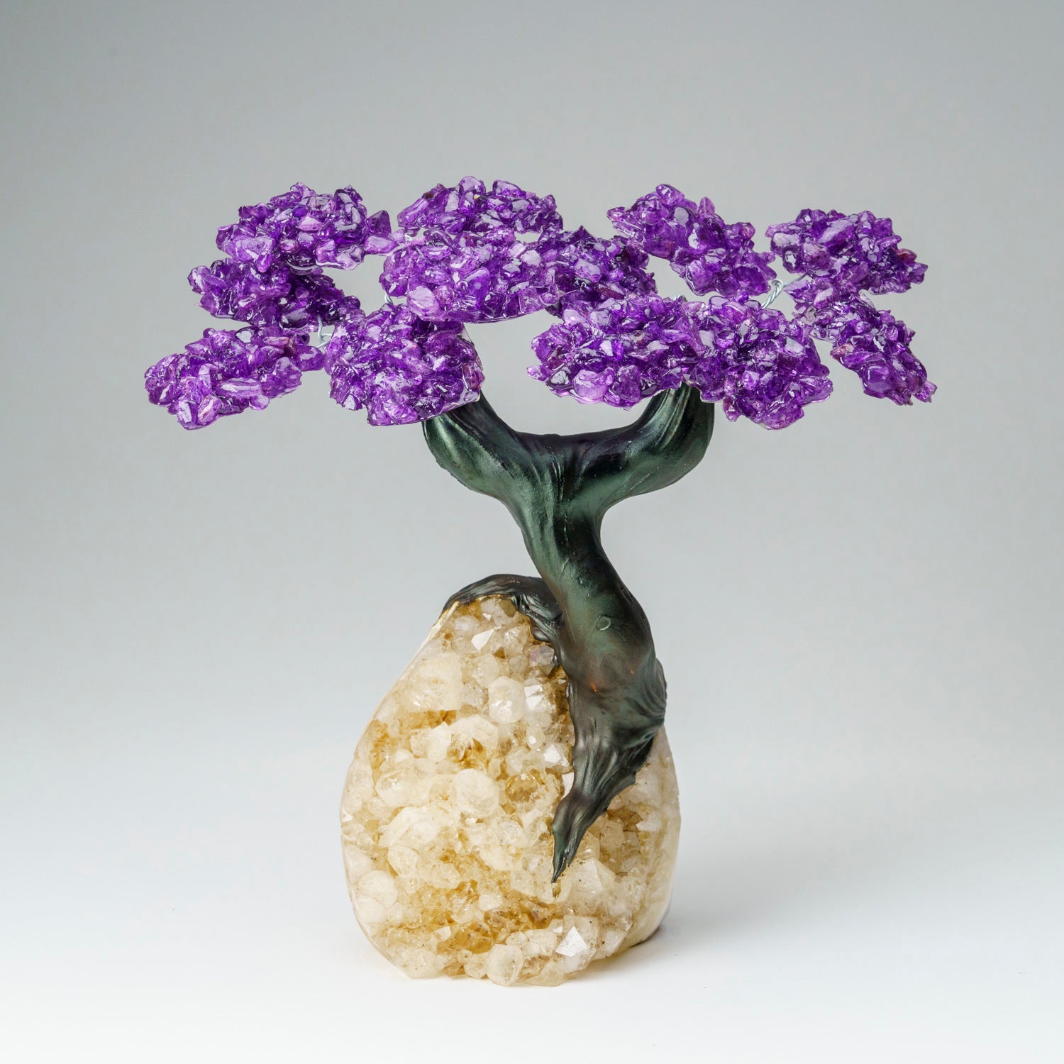 Genuine Amethyst Clustered Gemstone Tree on Citrine Matrix - The Empowerment Tree - (7 inches)