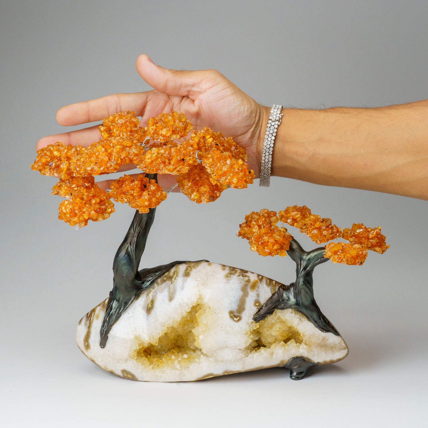 Custom - Genuine Citrine Clustered Gemstone Tree on Citrine Matrix (The Calming Tree)