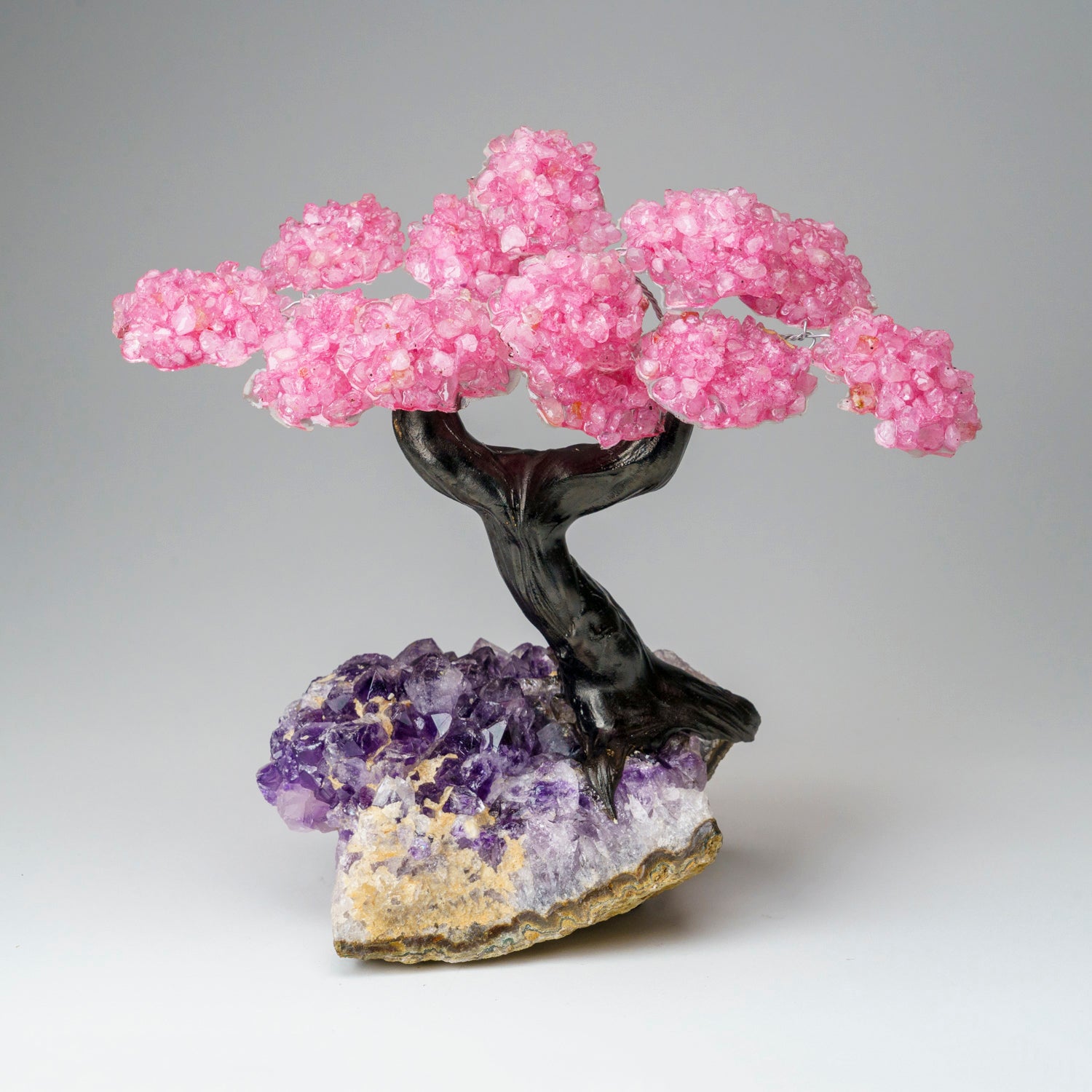 Custom - Genuine Rose Quartz Clustered Gemstone Tree on Amethyst Matrix (The Love Tree)