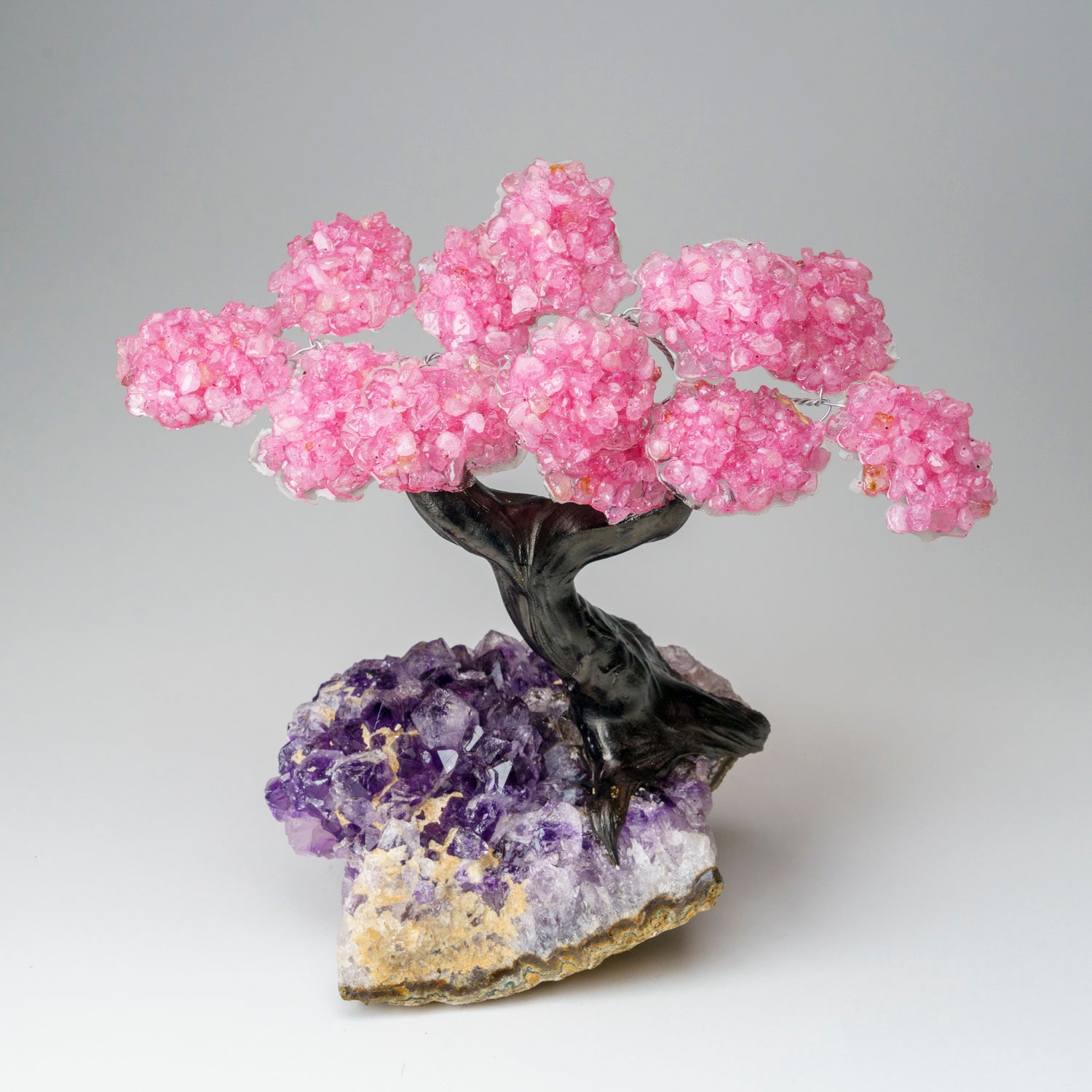 Custom - Genuine Rose Quartz Clustered Gemstone Tree on Amethyst Matrix (The Love Tree)