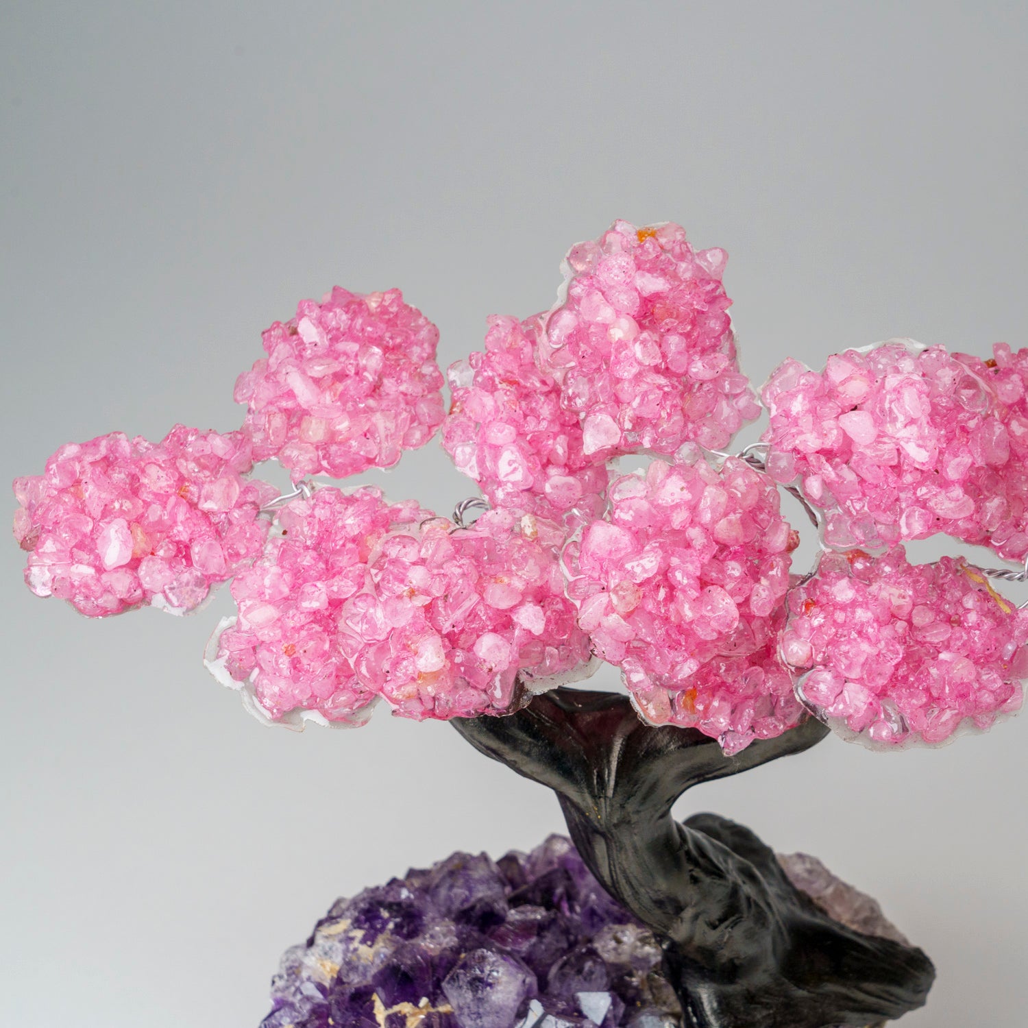 Custom - Genuine Rose Quartz Clustered Gemstone Tree on Amethyst Matrix (The Love Tree)