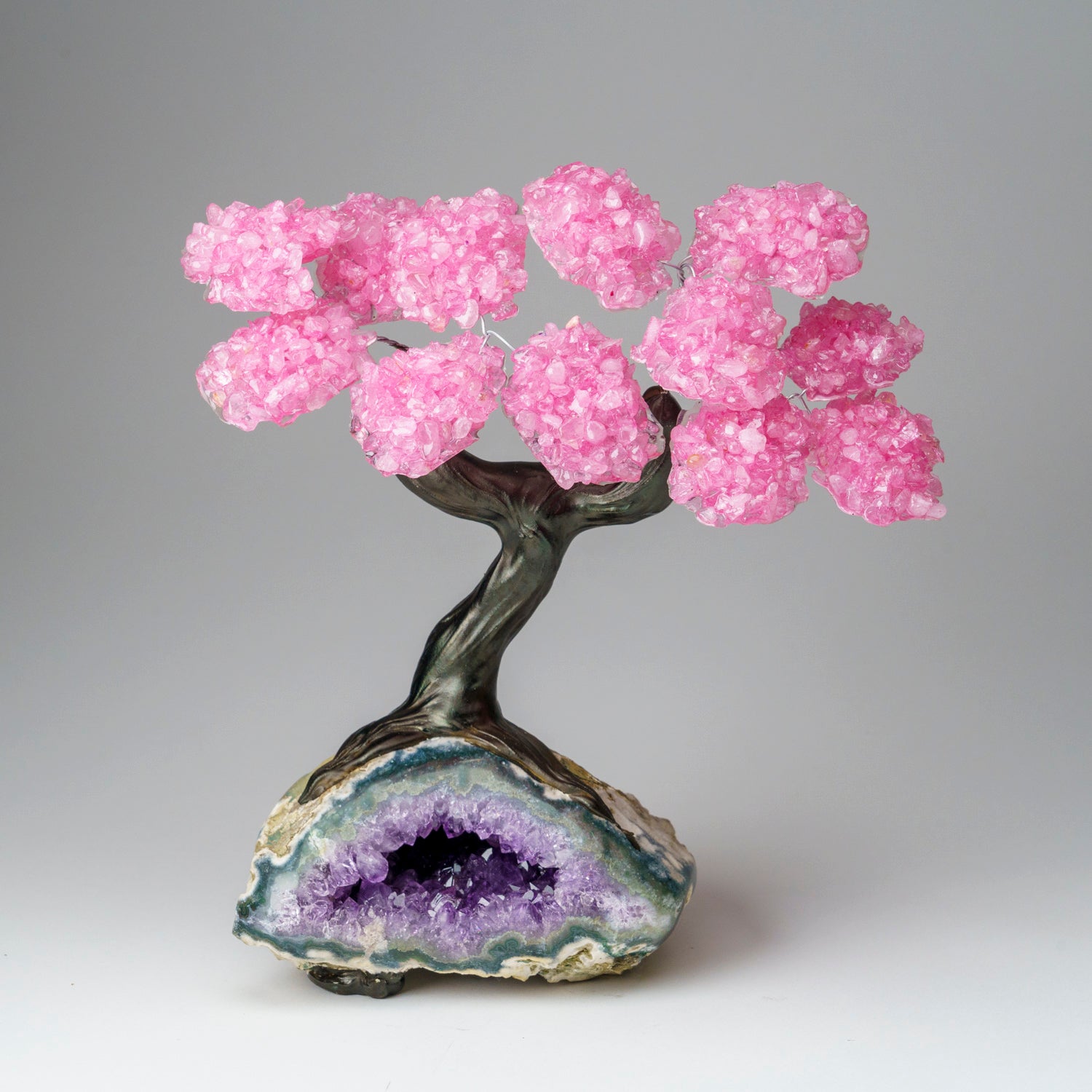 Custom - Genuine Rose Quartz Clustered Gemstone Tree on Amethyst Matrix (The Love Tree)