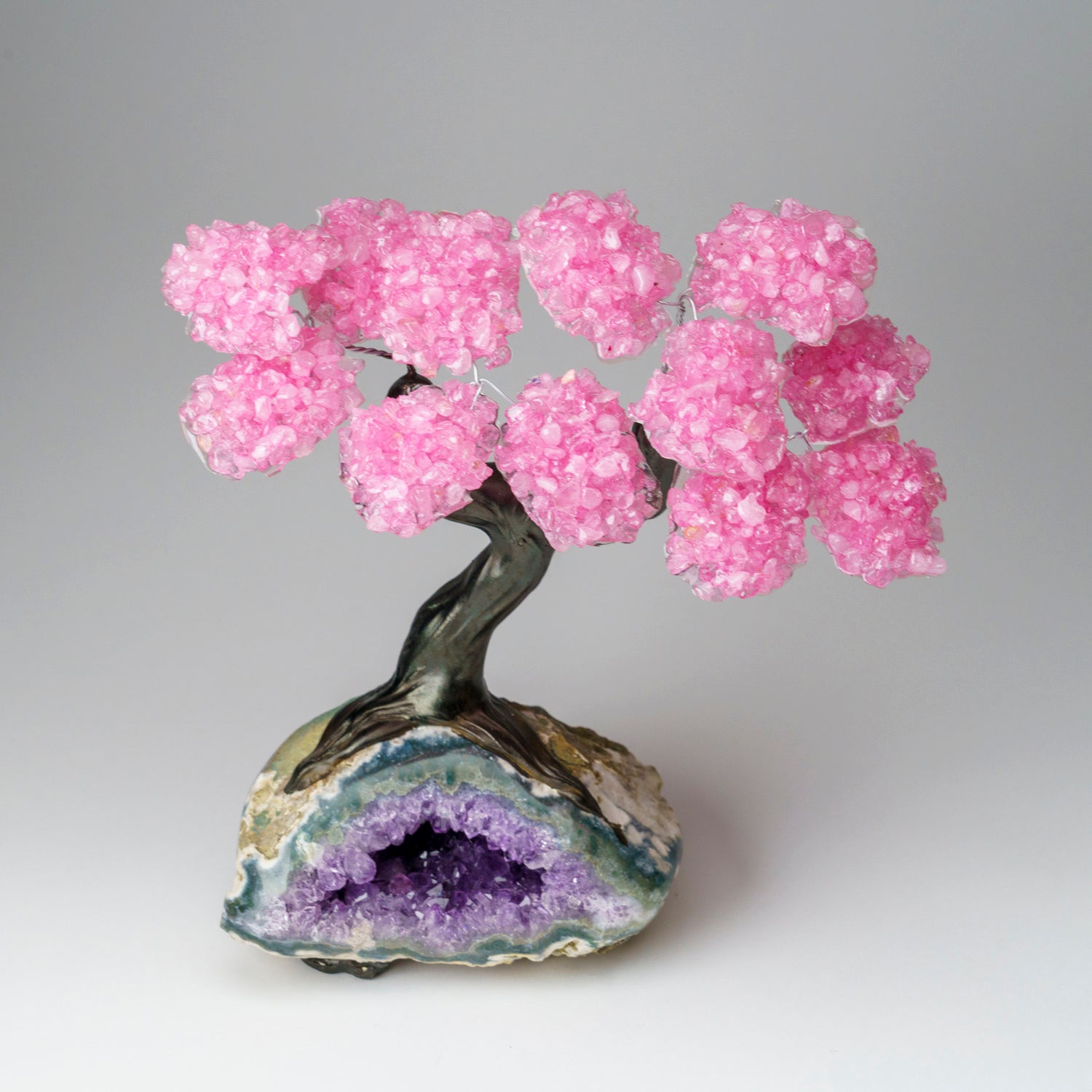 Custom - Genuine Rose Quartz Clustered Gemstone Tree on Amethyst Matrix (The Love Tree)