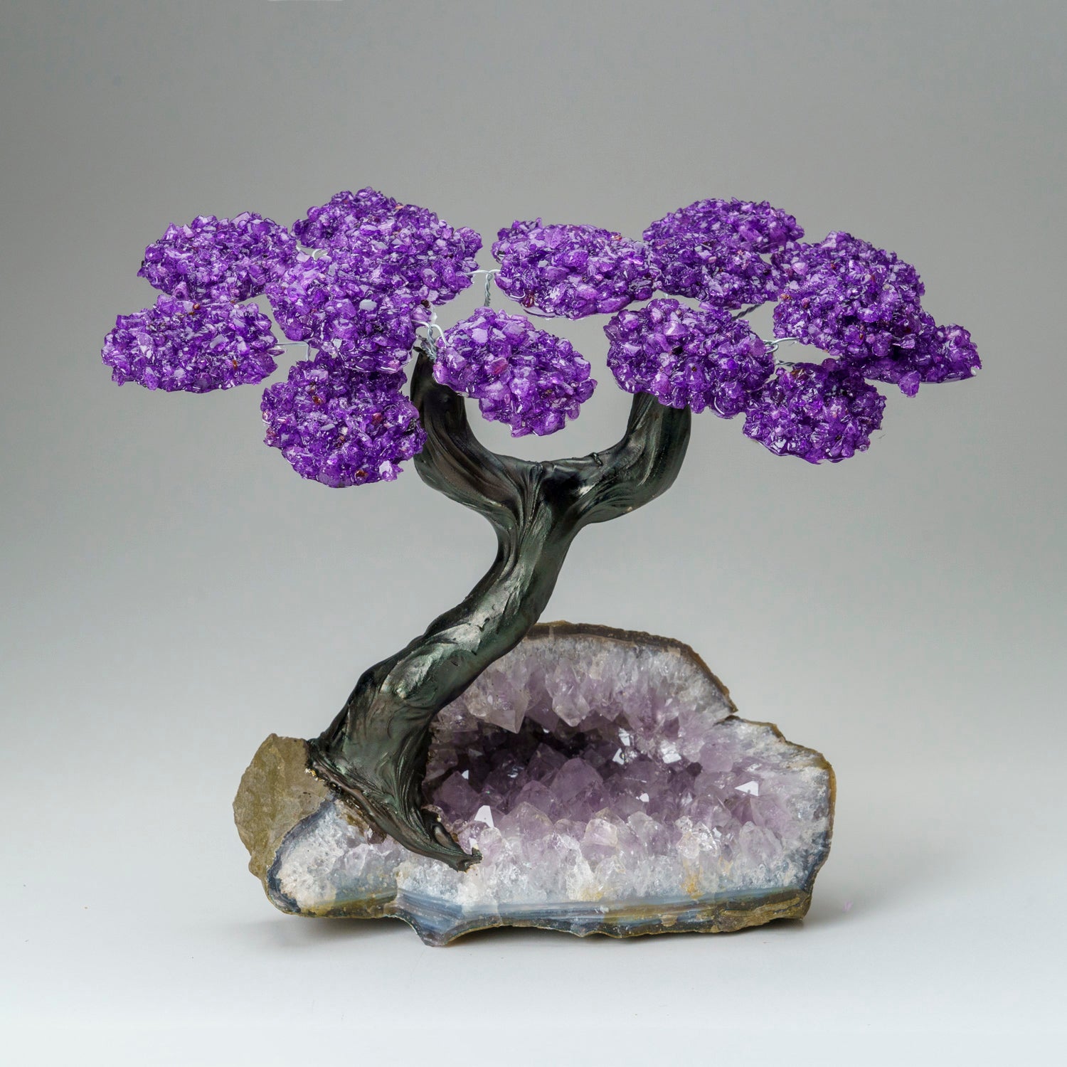 Custom - Genuine Amethyst Clustered Gemstone Tree on Amethyst Matrix (The Protection Tree)