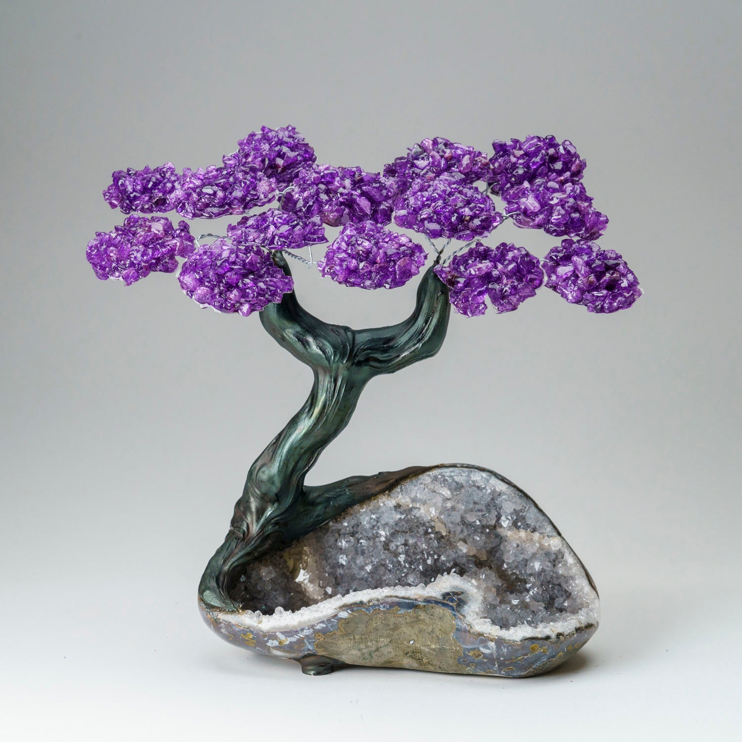 Custom - Genuine Amethyst Clustered Gemstone Tree on Druzy Matrix (The Protection Tree)