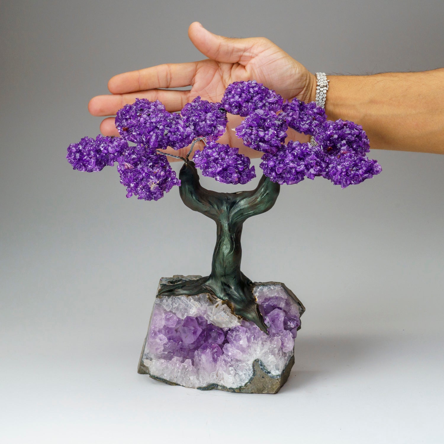 Custom - Genuine Amethyst Clustered Gemstone Tree on Amethyst Matrix (The Protection Tree)