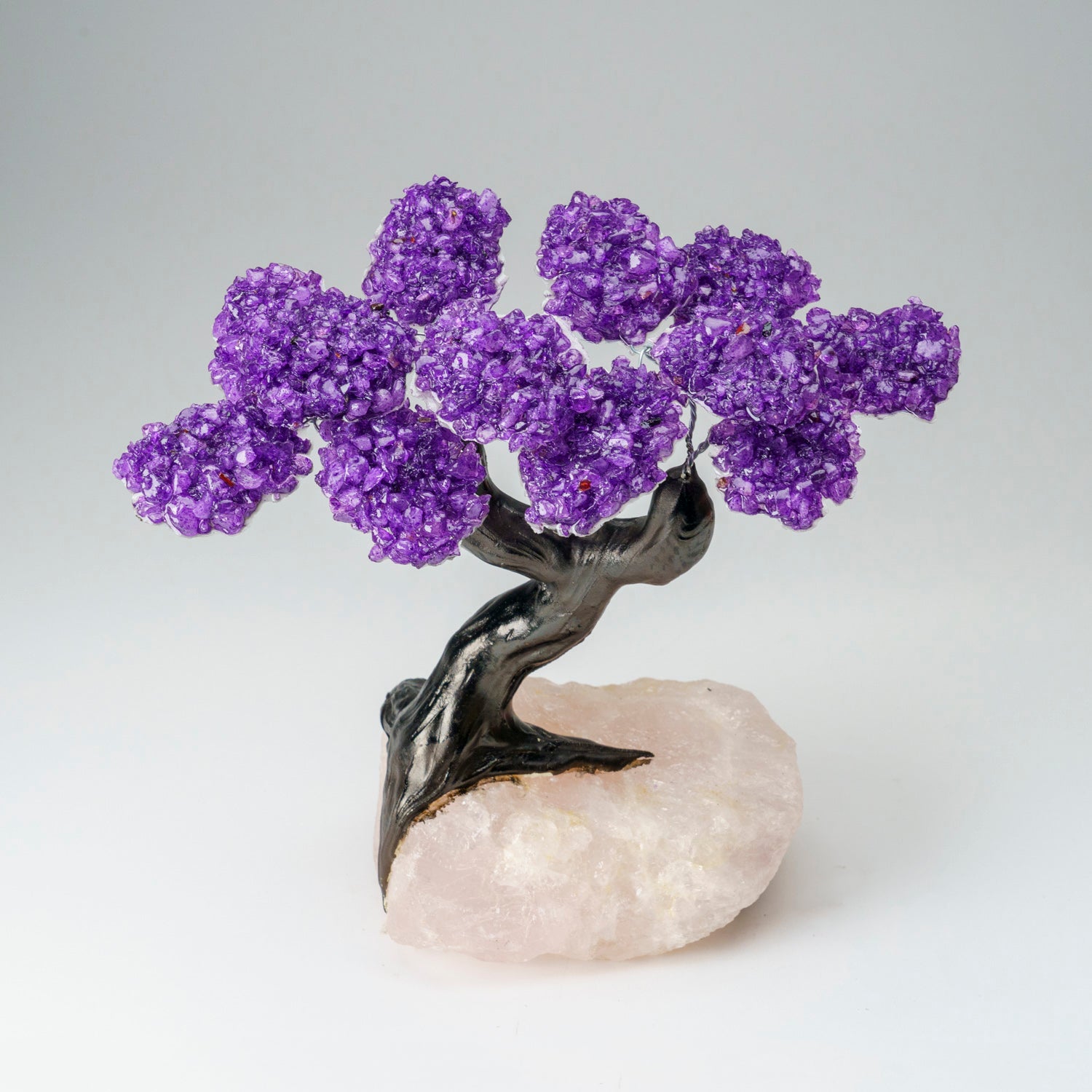 Custom - Amethyst Clustered Gemstone Tree on Rose Quartz Matrix (The Protection Tree)