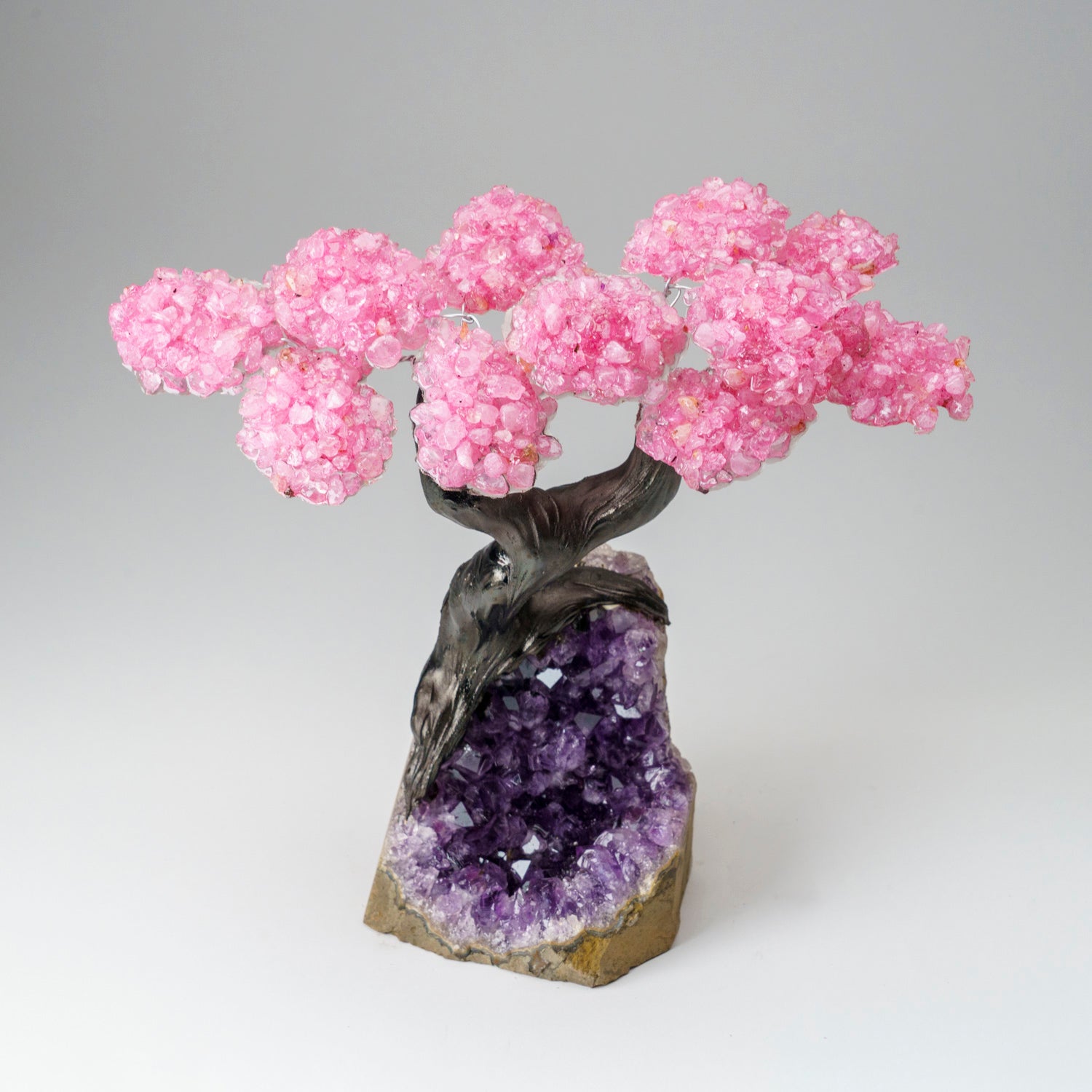 Custom - Genuine Rose Quartz Clustered Gemstone Tree on Amethyst Matrix (The Love Tree)