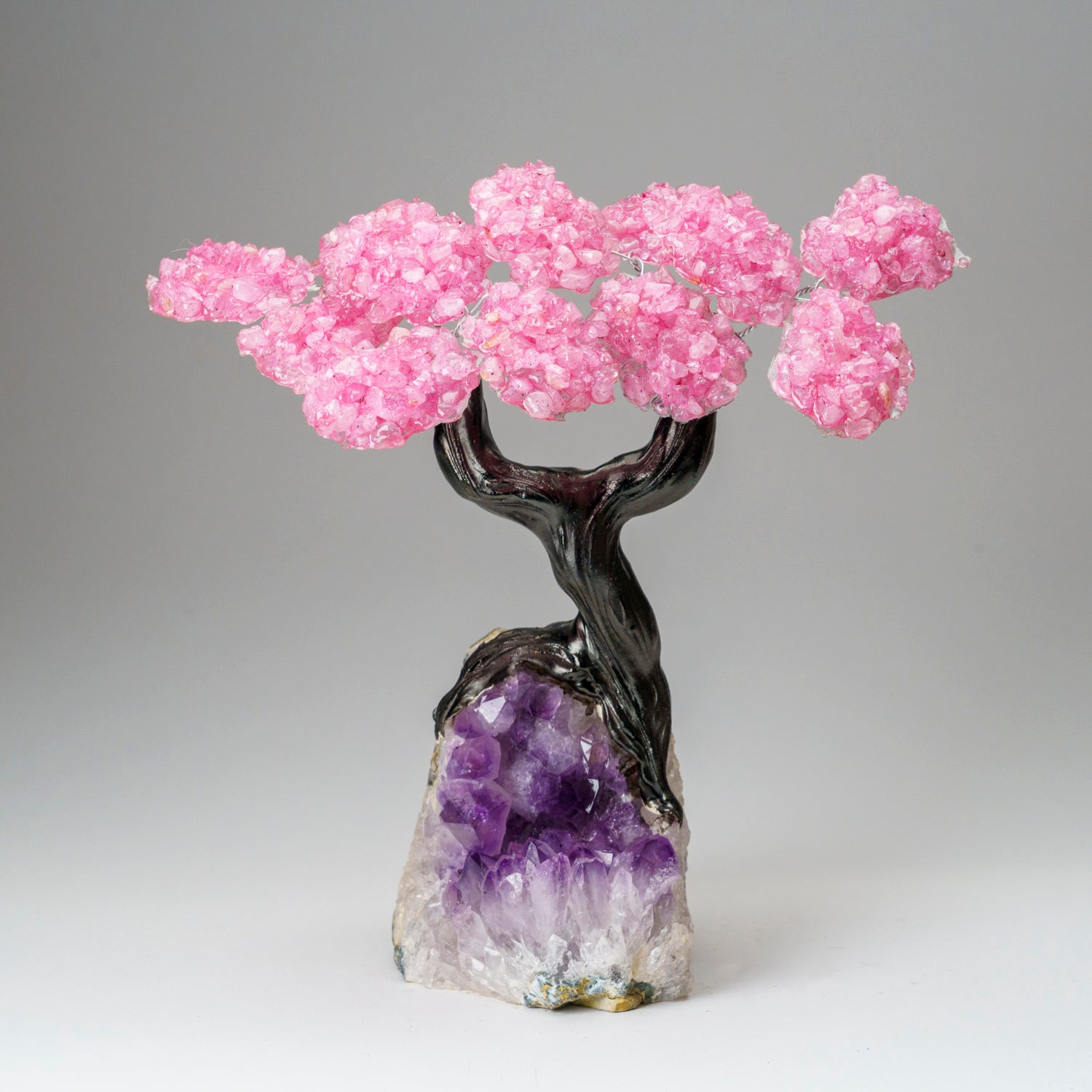 Custom - Genuine Rose Quartz Clustered Gemstone Tree on Amethyst Matrix (The Love Tree)