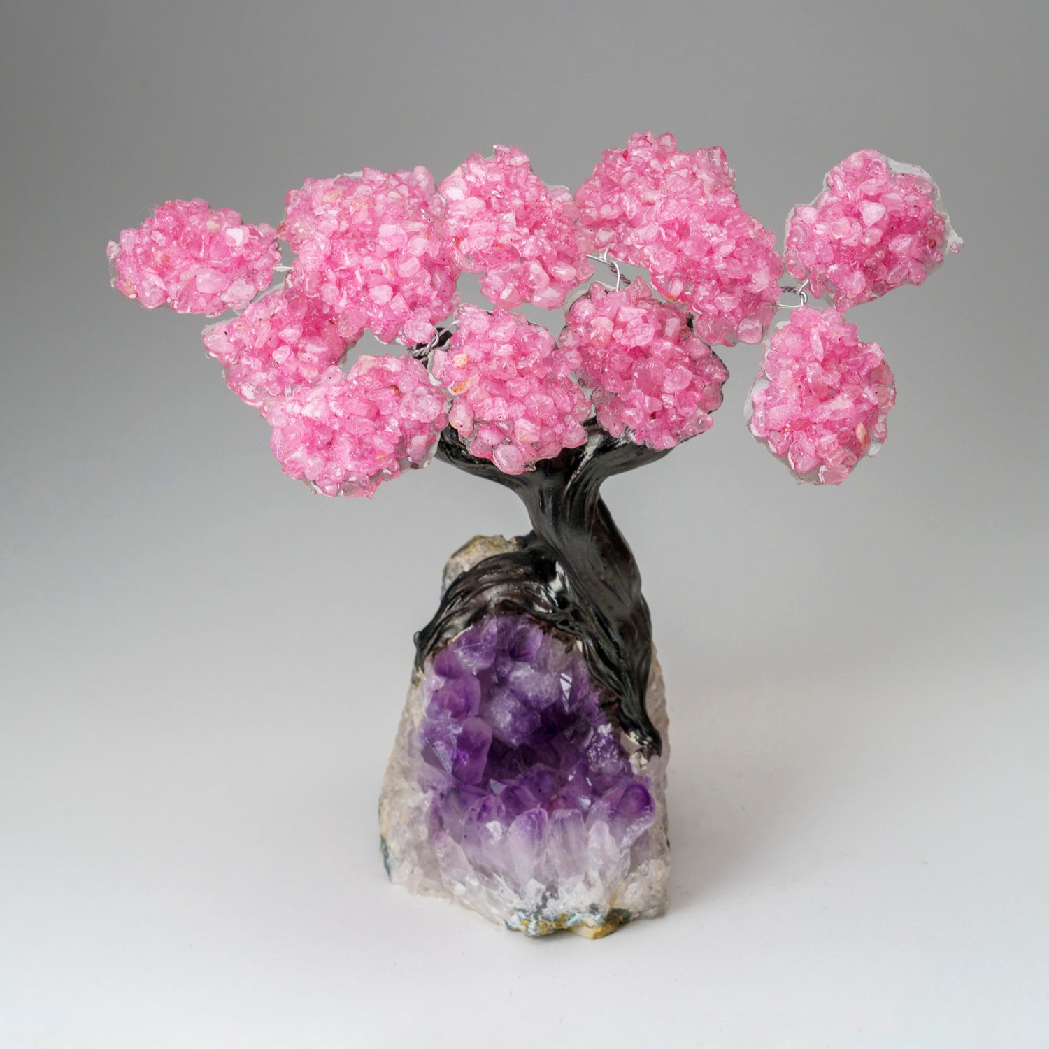 Custom - Genuine Rose Quartz Clustered Gemstone Tree on Amethyst Matrix (The Love Tree)