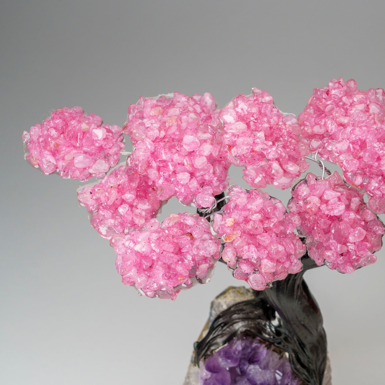 Custom - Genuine Rose Quartz Clustered Gemstone Tree on Amethyst Matrix (The Love Tree)