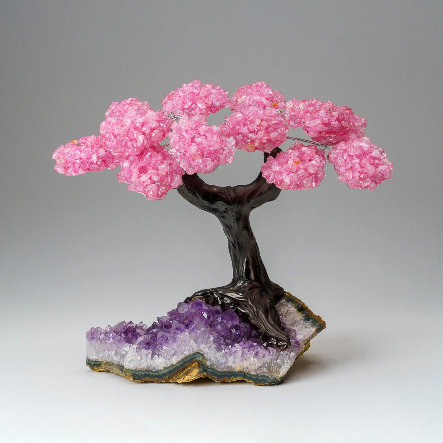 Custom - Genuine Rose Quartz Clustered Gemstone Tree on Amethyst Matrix (The Love Tree)