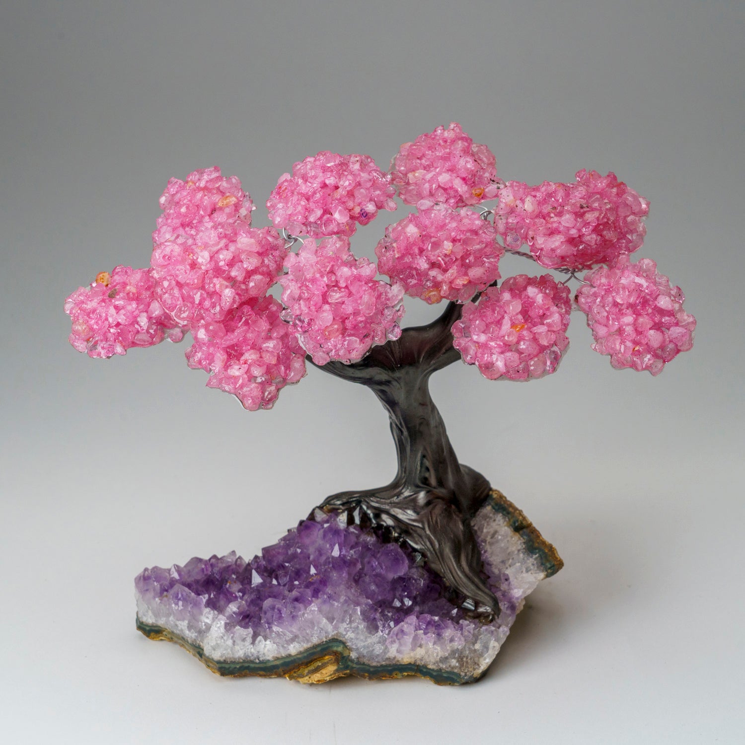 Custom - Genuine Rose Quartz Clustered Gemstone Tree on Amethyst Matrix (The Love Tree)