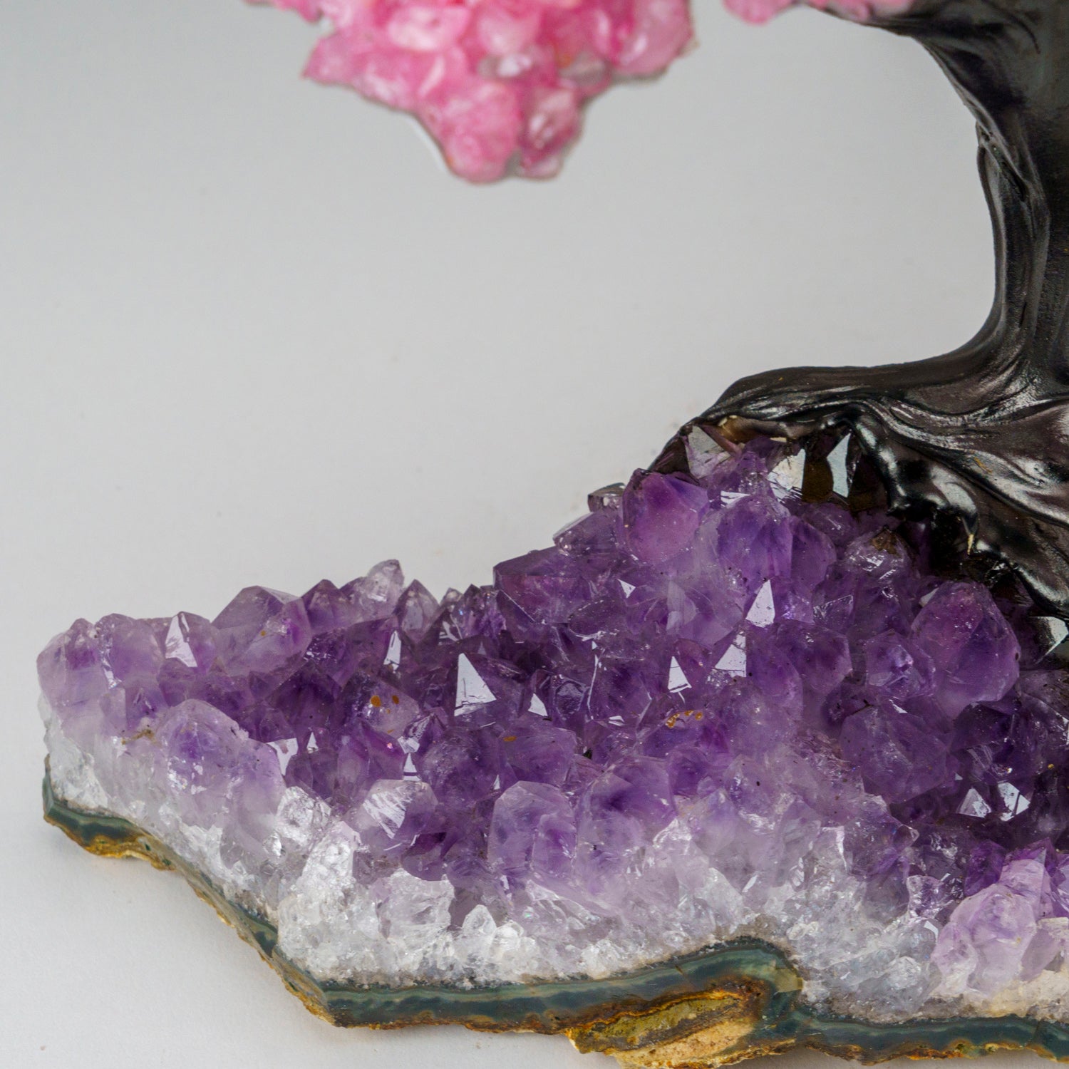 Custom - Genuine Rose Quartz Clustered Gemstone Tree on Amethyst Matrix (The Love Tree)