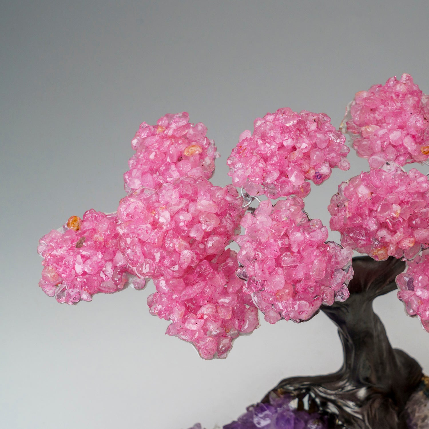 Custom - Genuine Rose Quartz Clustered Gemstone Tree on Amethyst Matrix (The Love Tree)