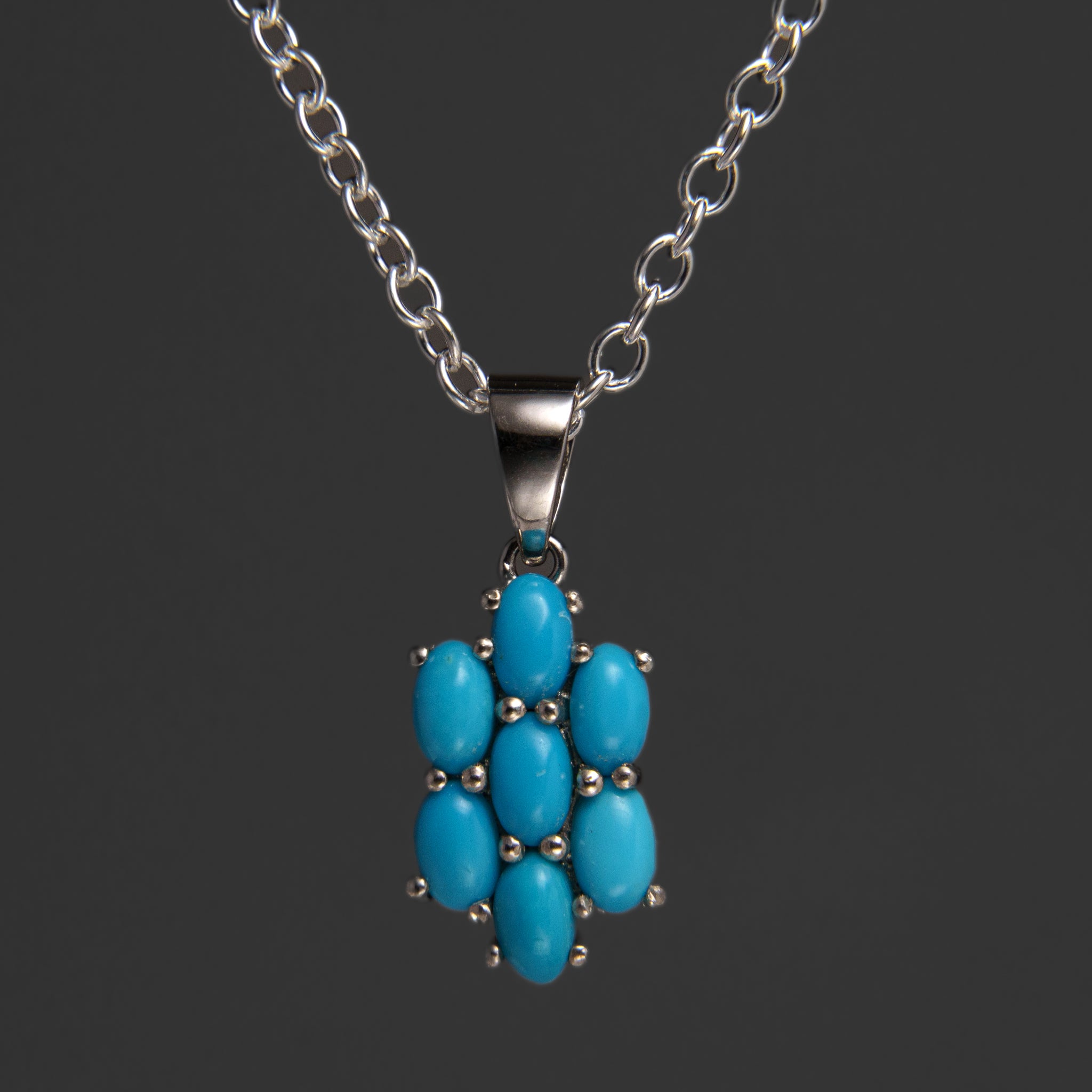 Sterling Silver Turquoise Pendant with 18" Sterling Silver Necklace