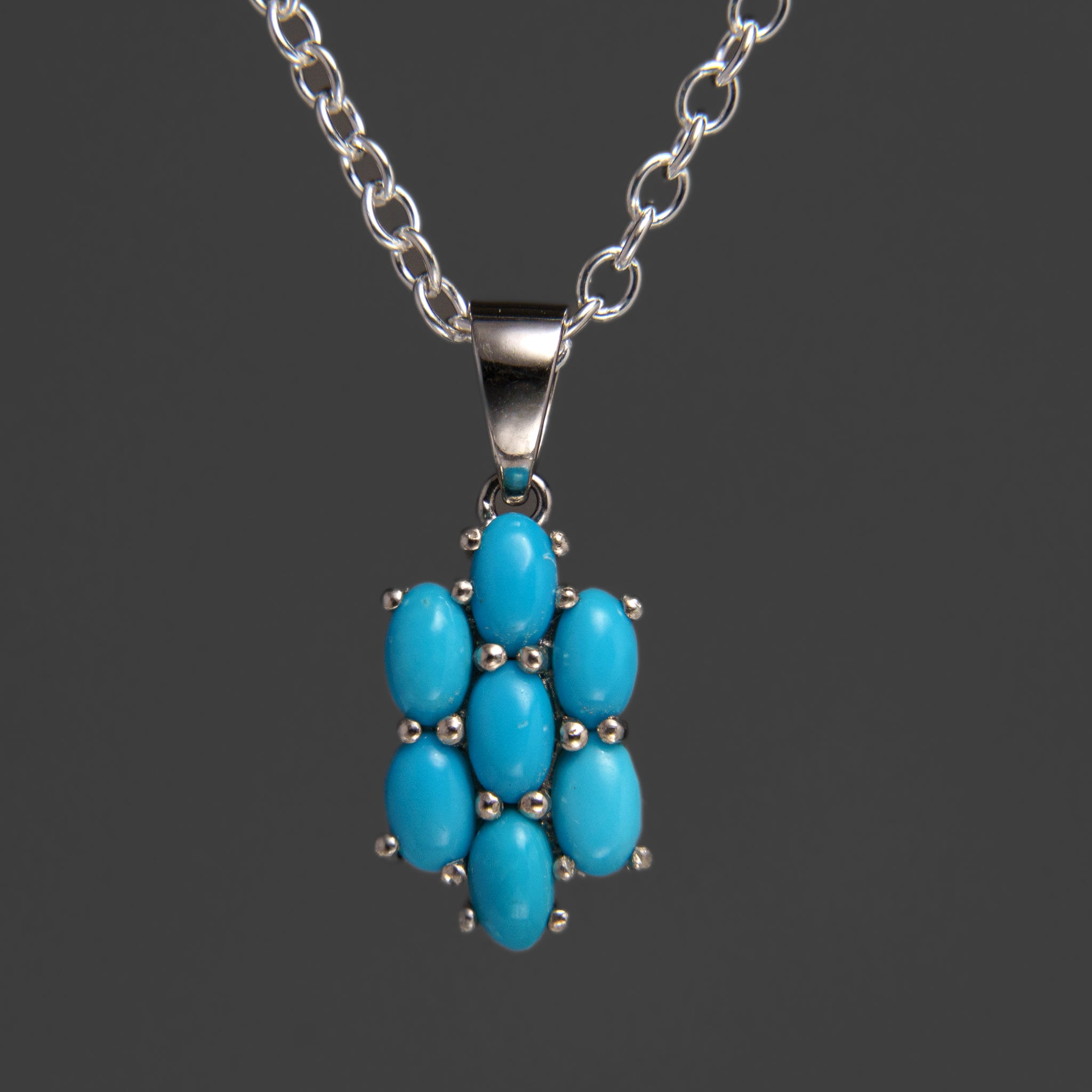 Sterling Silver Turquoise Pendant with 18" Sterling Silver Necklace