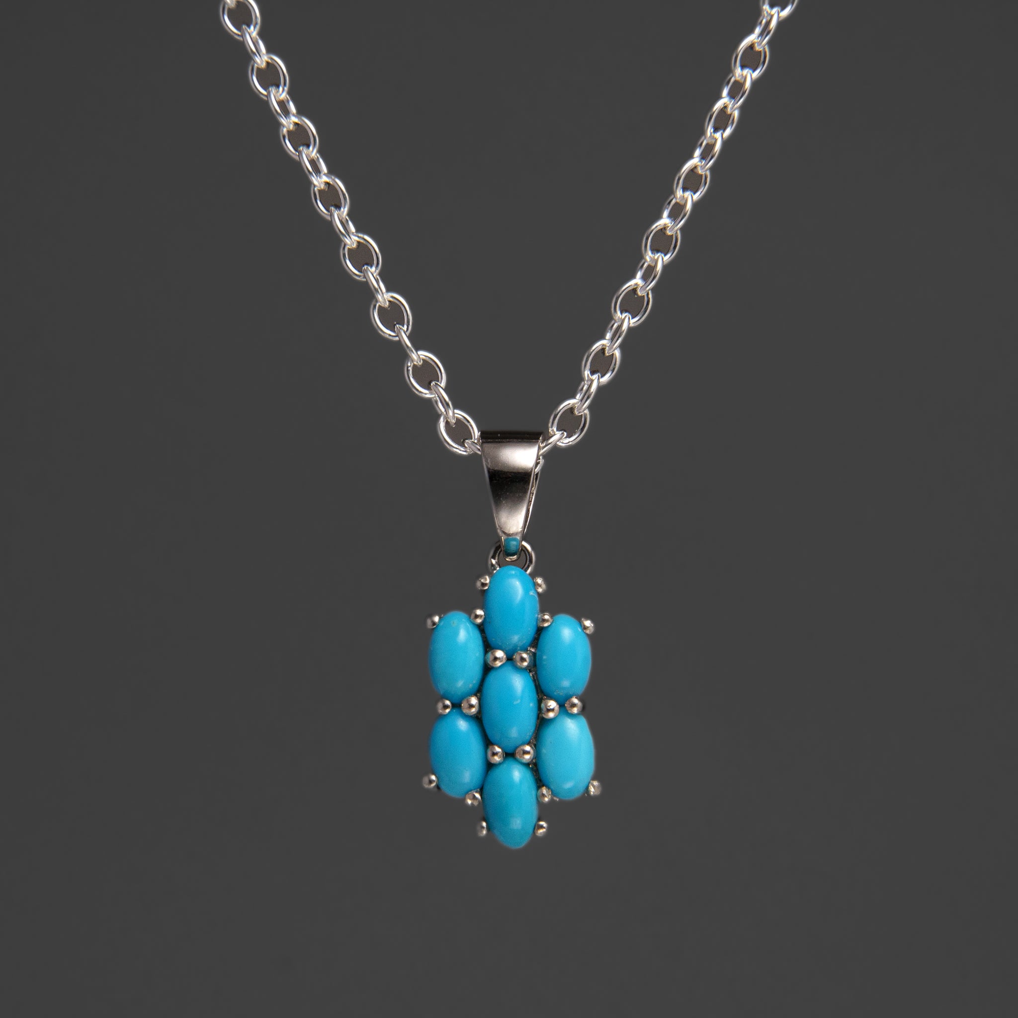 Sterling Silver Turquoise Pendant with 18" Sterling Silver Necklace