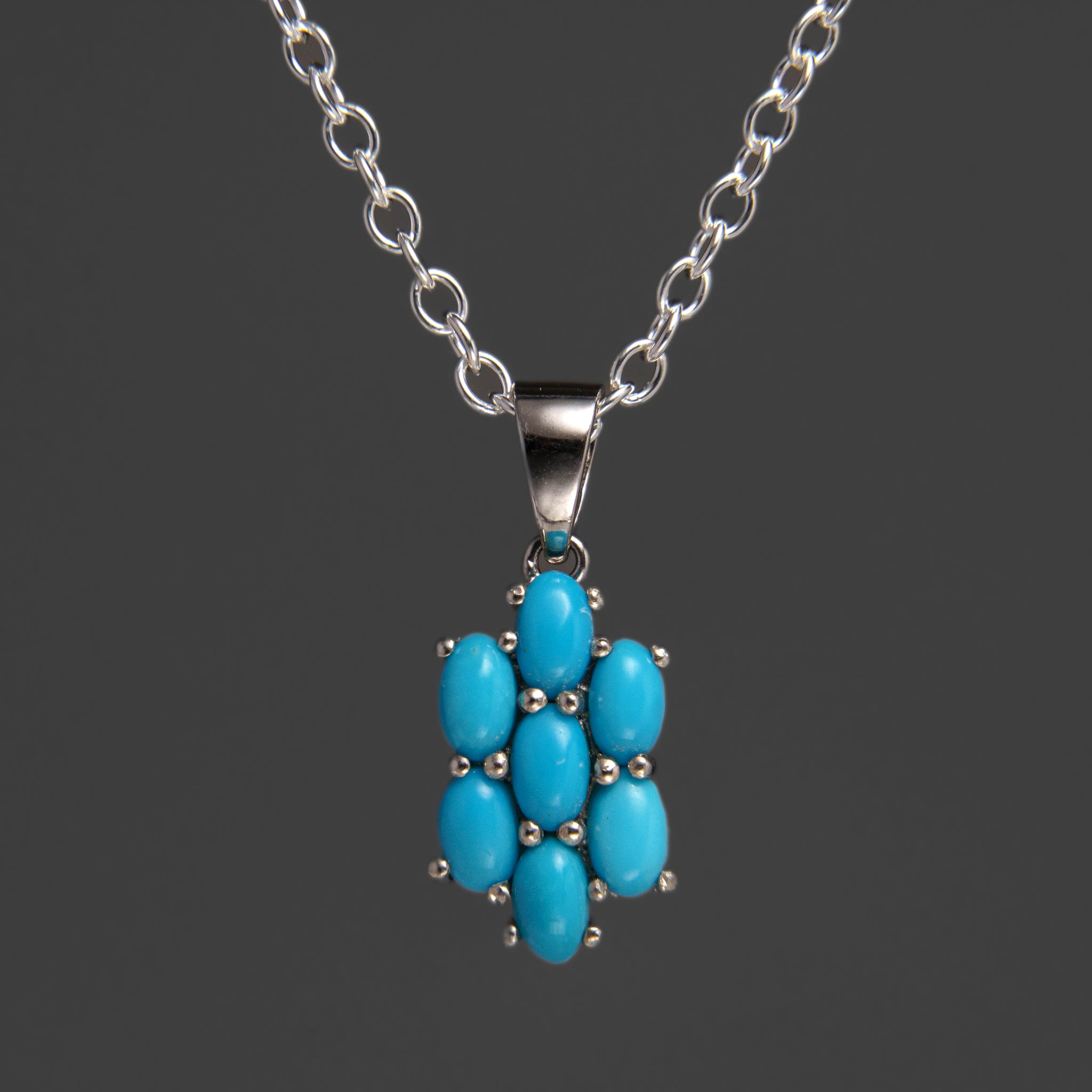Sterling Silver Turquoise Pendant with 18" Sterling Silver Necklace