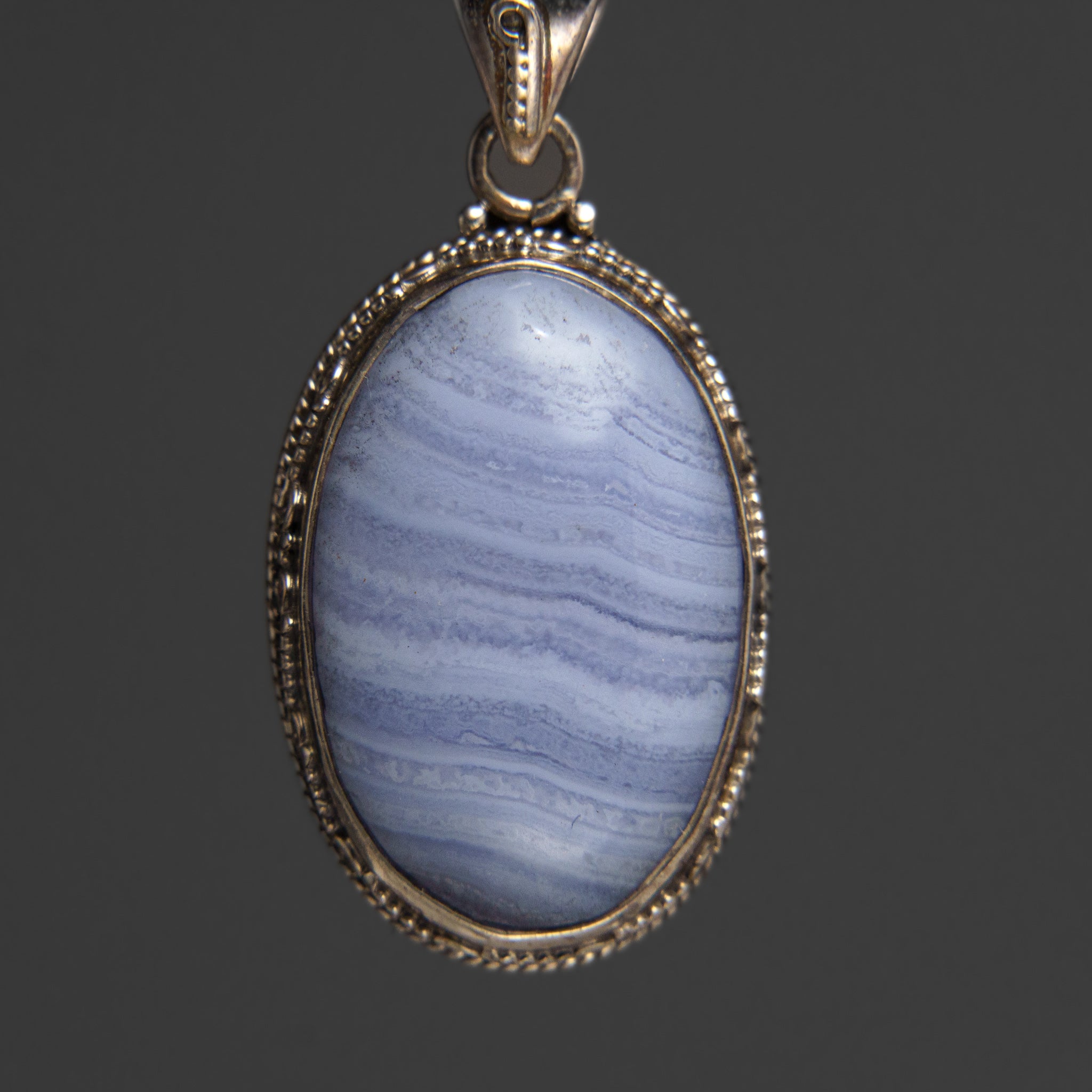 Sterling Silver Blue Chalcedony Pendant with 18" Sterling Silver Necklace
