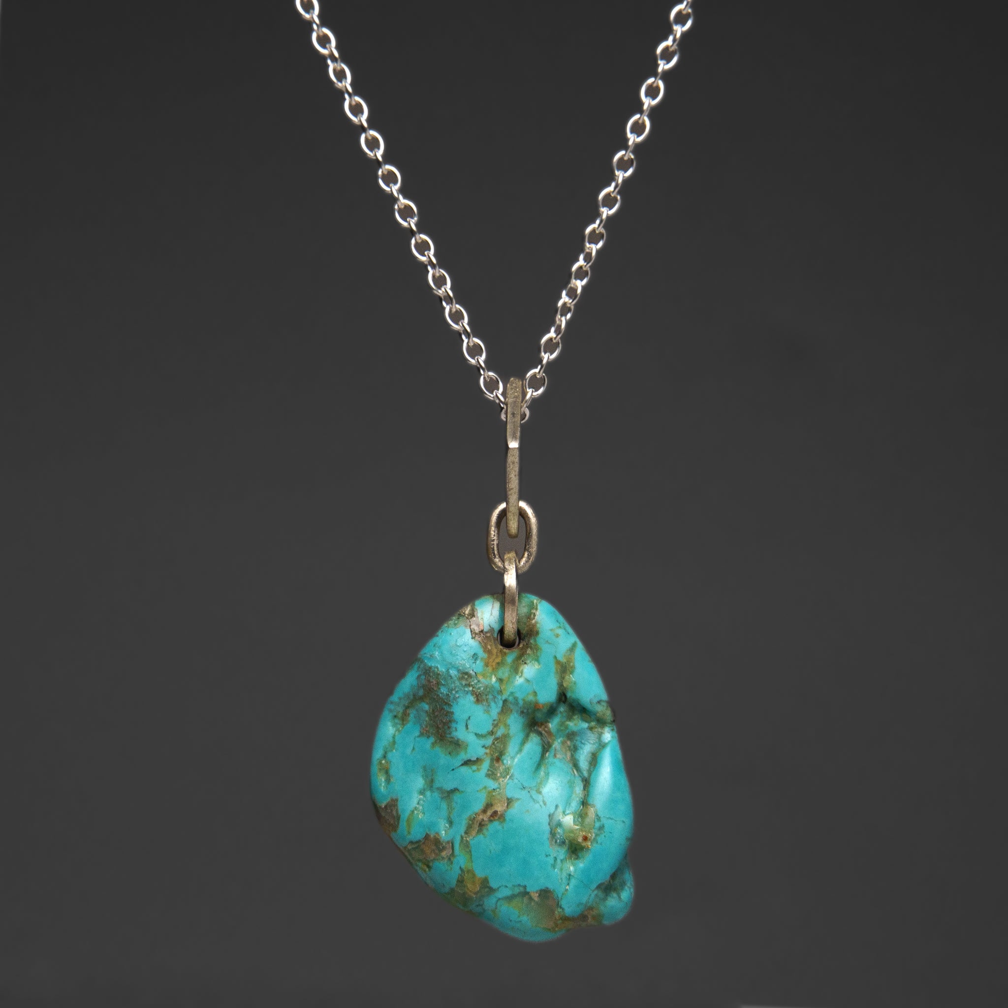 Sterling Silver Turquoise Pendant with 18" Sterling Silver Necklace