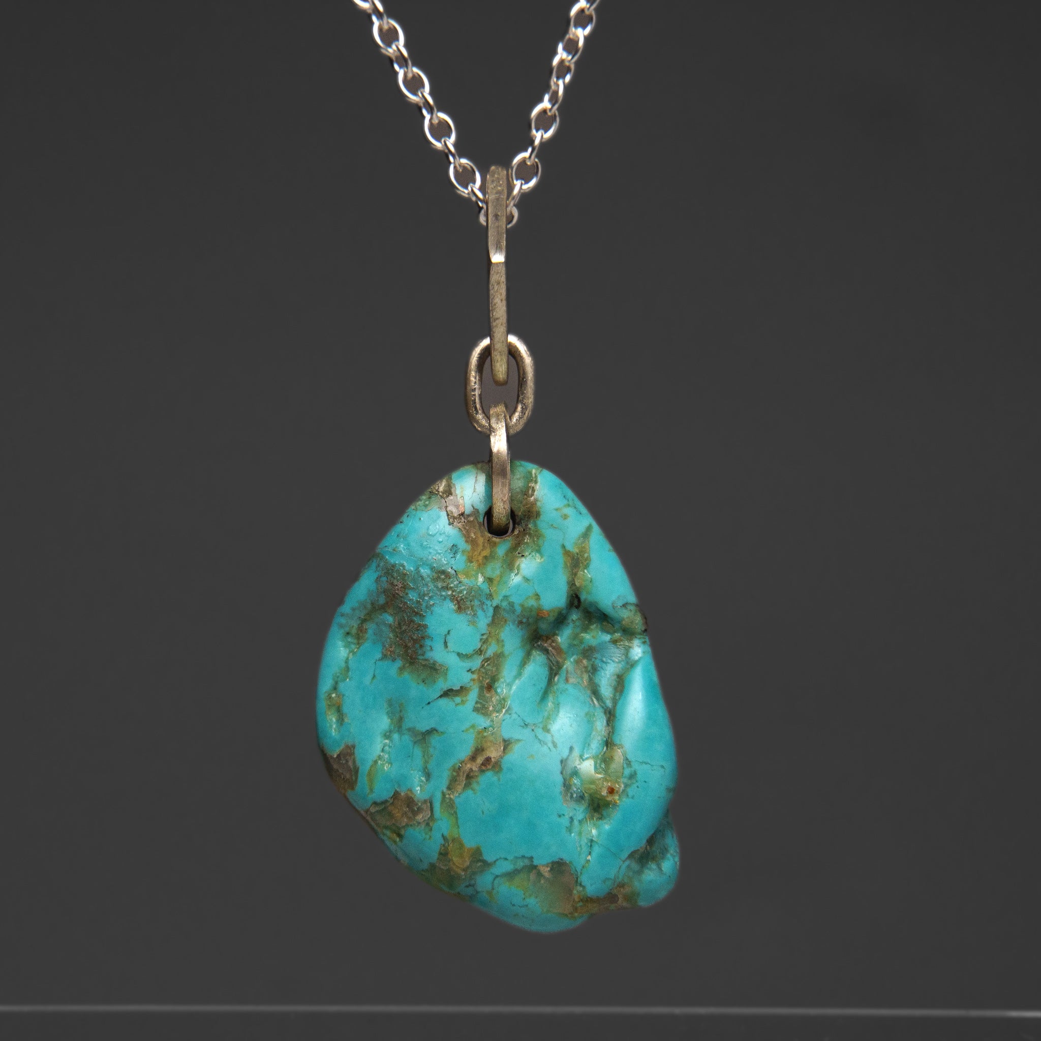 Sterling Silver Turquoise Pendant with 18" Sterling Silver Necklace