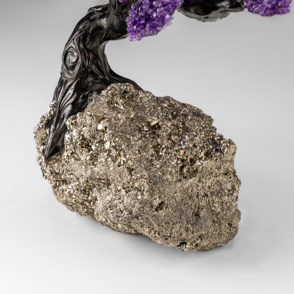 Custom Designed - Genuine Amethyst Clustered Gemstone Tree on Pyrite Matrix (Tree of Confidence)