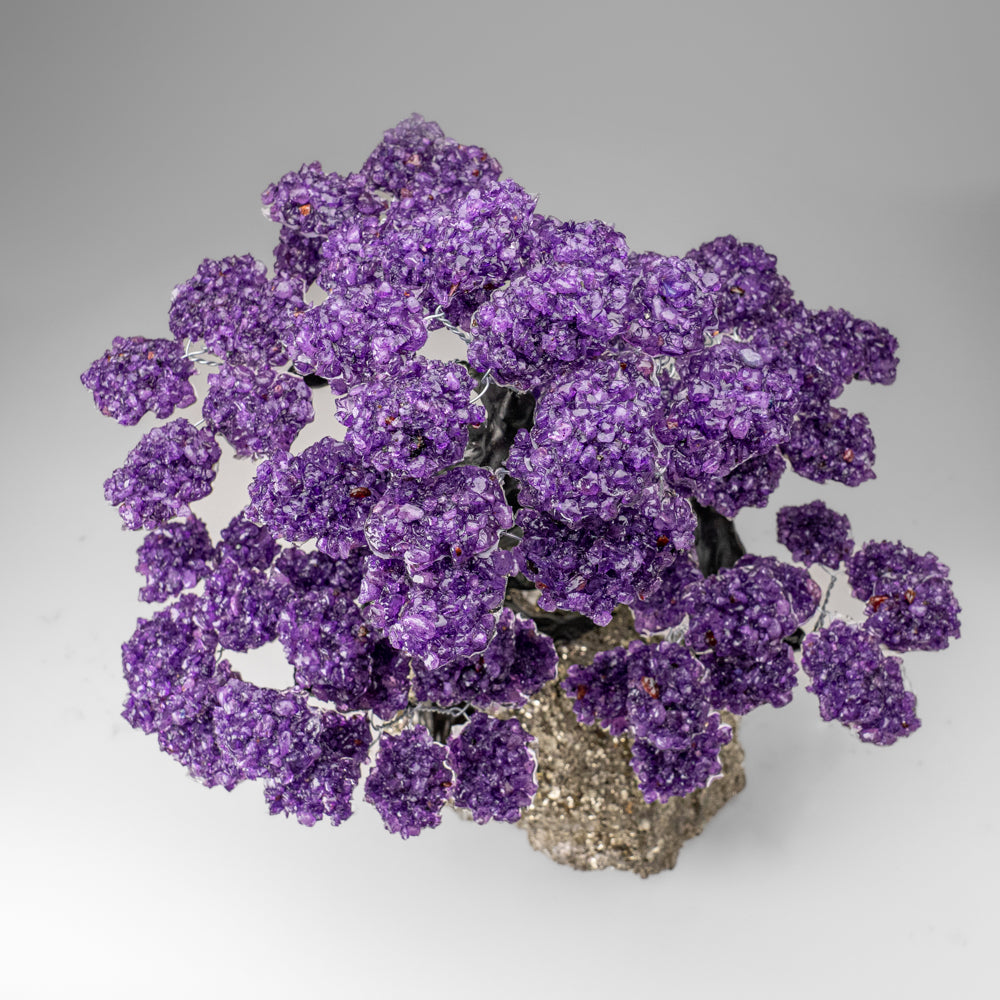 Custom Designed - Genuine Amethyst Clustered Gemstone Tree on Pyrite Matrix (Tree of Confidence)