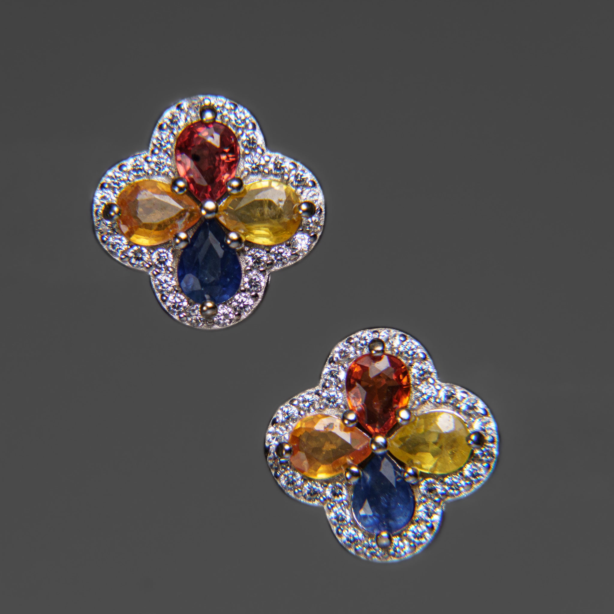 Multi Gemstone Sterling Silver 10mm Stud Earrings