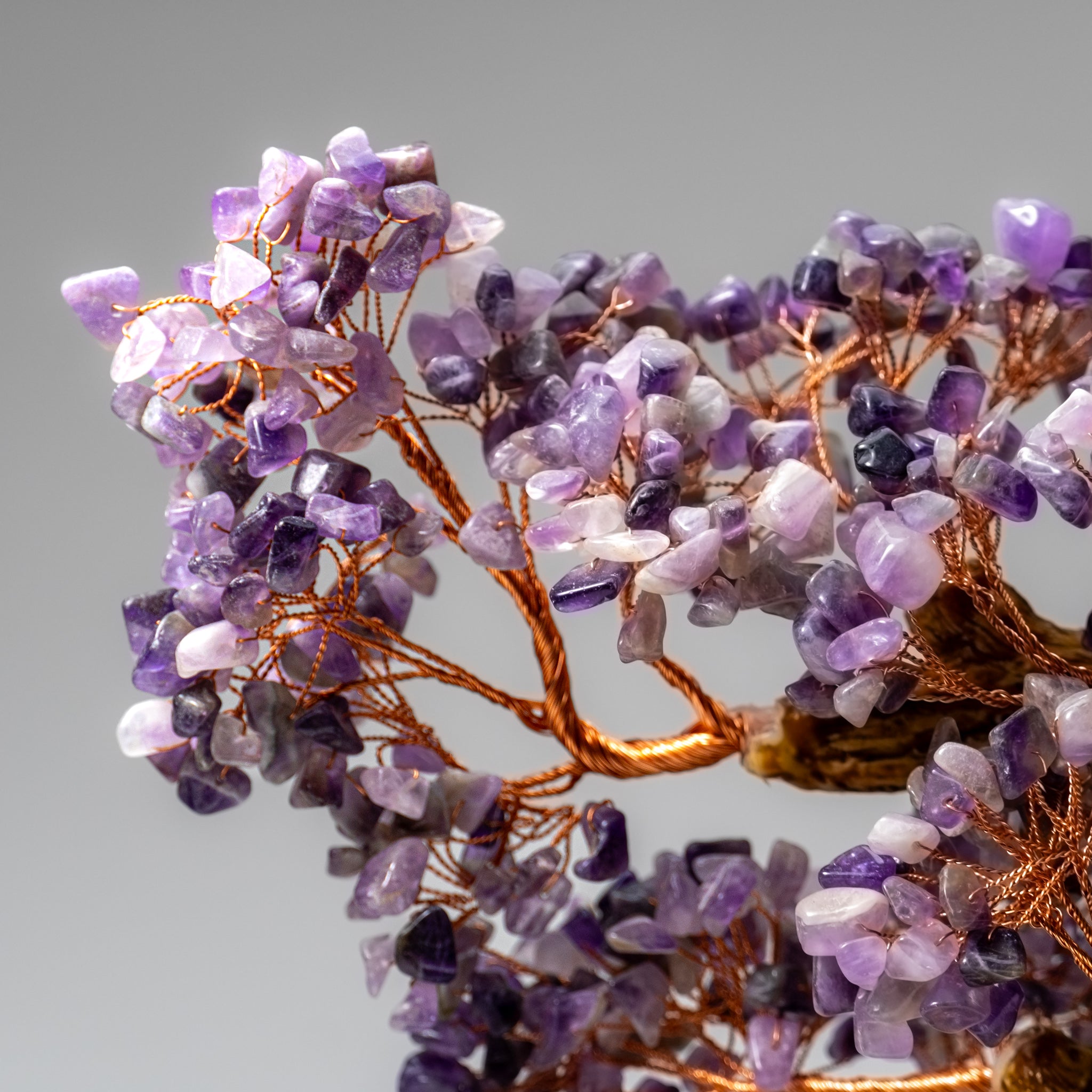 Genuine Amethyst Gemstone Bonsai Tree in Ceramic Pot (10.5” Tall)