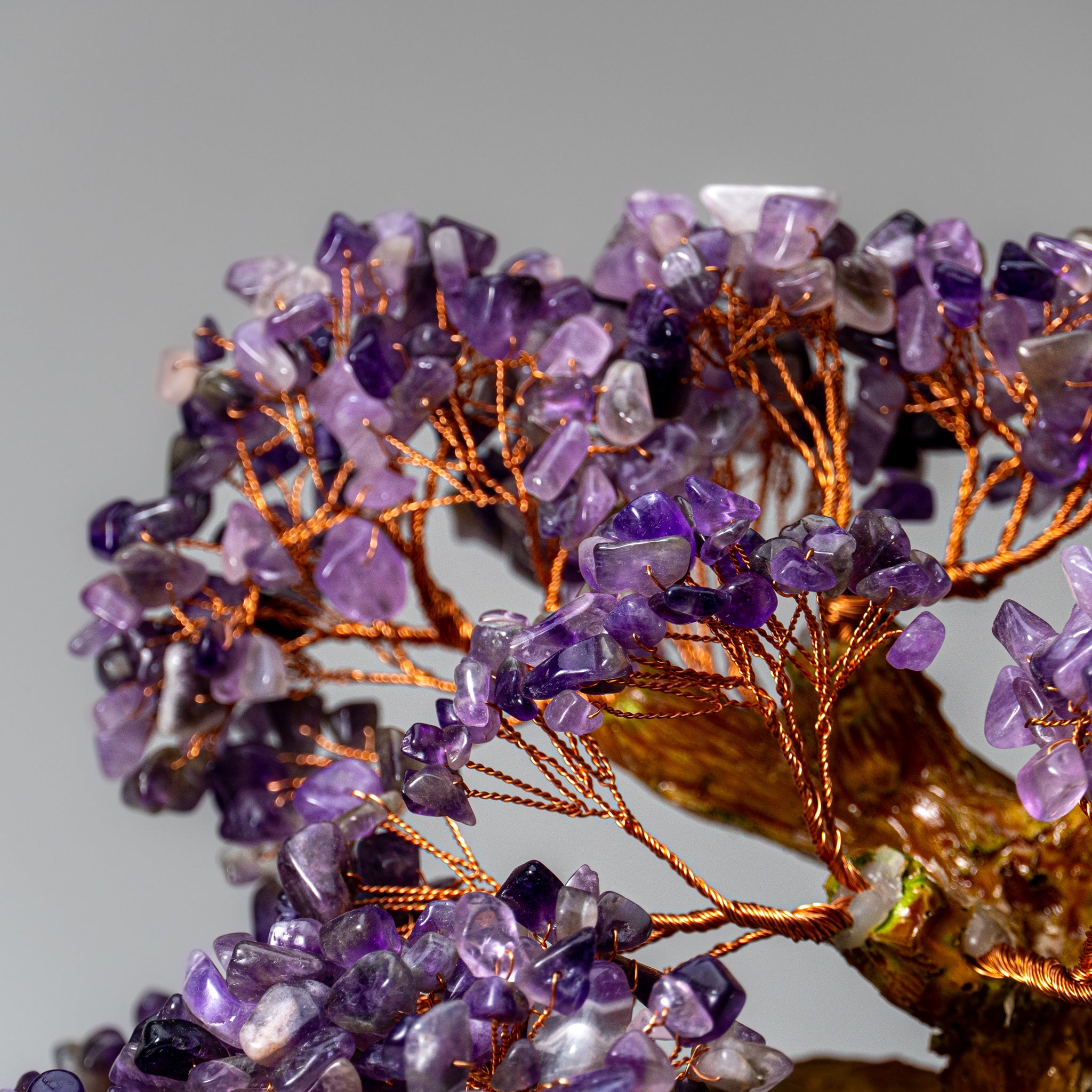 Genuine Amethyst Gemstone Bonsai Tree in Ceramic Pot (12” Tall)