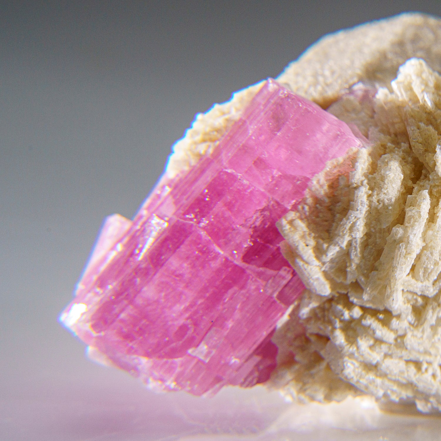 Pink Tourmaline on Albite from Paprok, Kamdesh District, Nuristan Province, Afghanistan
