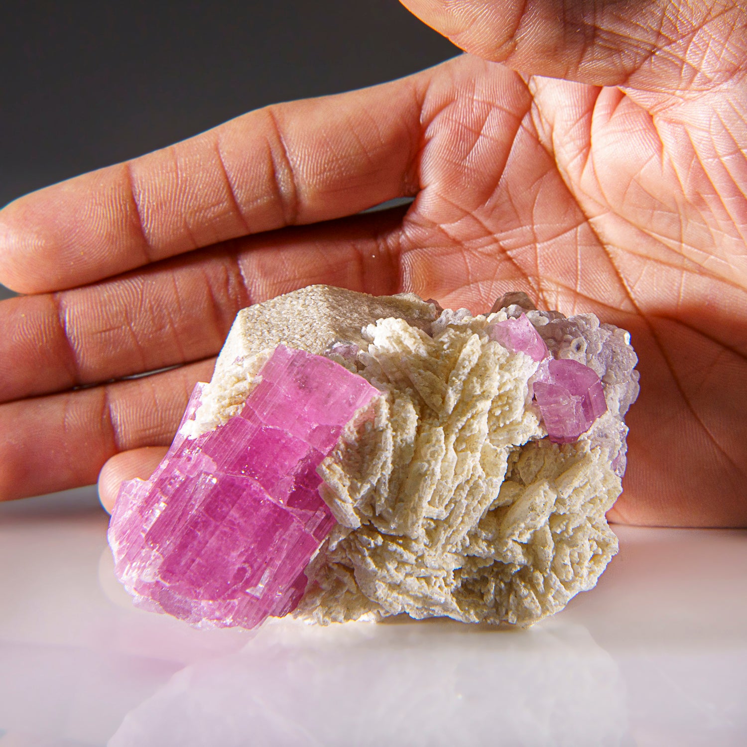 Pink Tourmaline on Albite from Paprok, Kamdesh District, Nuristan Province, Afghanistan