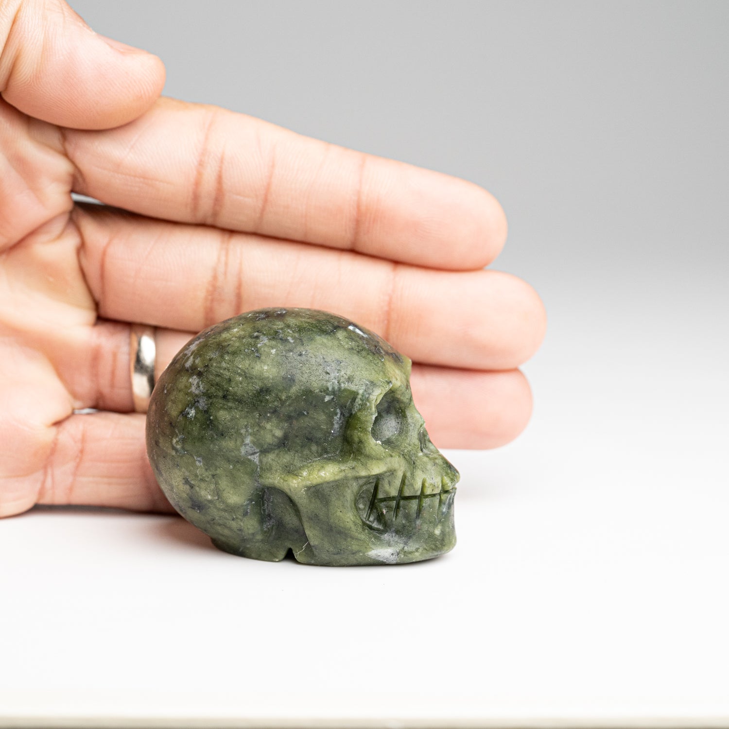 Polished Jade Skull Carving (122.1 grams)