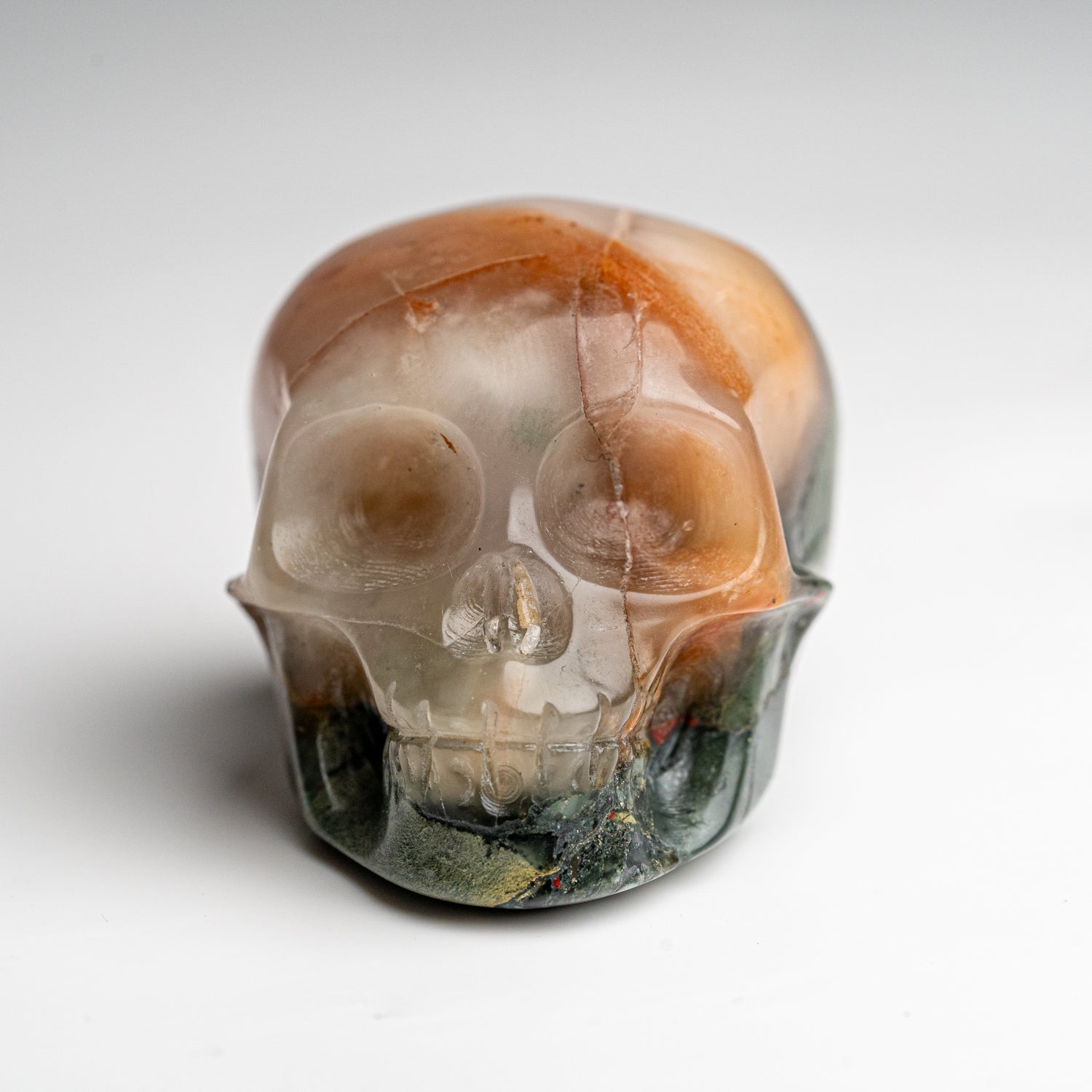 Polished Bloodstone Skull Carving (136.9 grams)