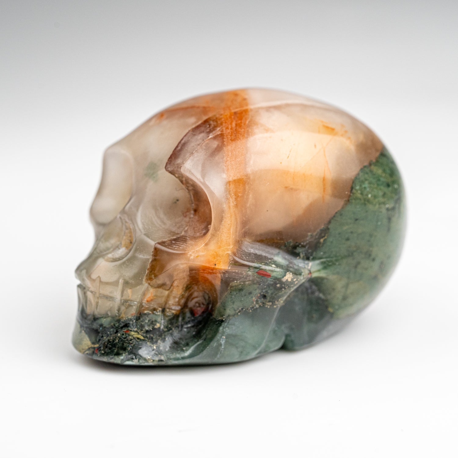 Polished Bloodstone Skull Carving (136.9 grams)