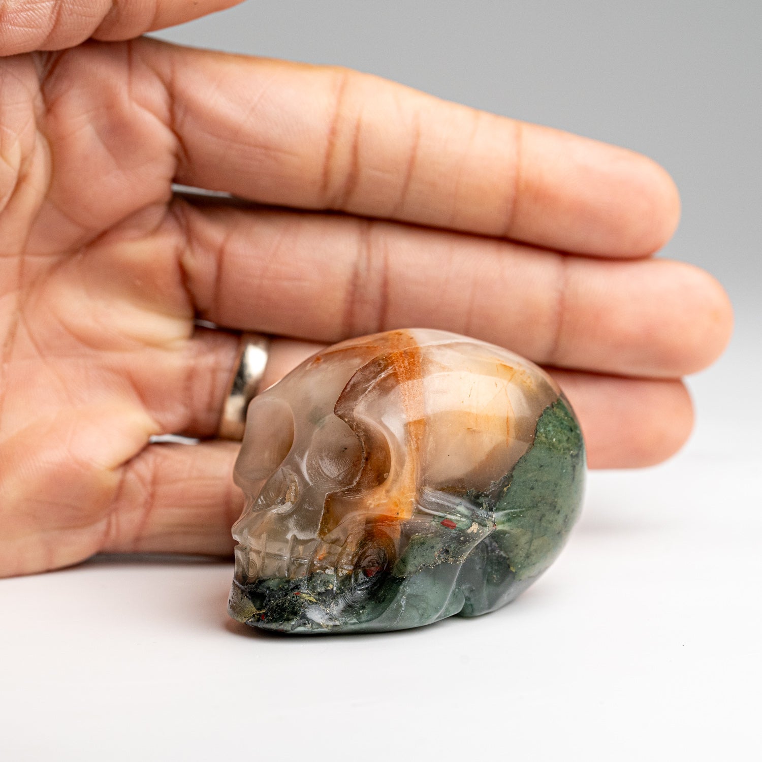 Polished Bloodstone Skull Carving (136.9 grams)