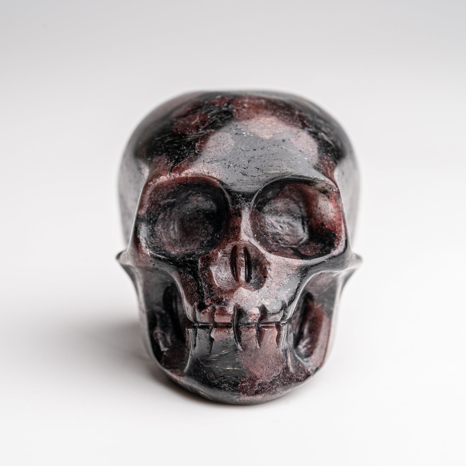 Polished Garnet in Biotite Skull Carving (141 grams)