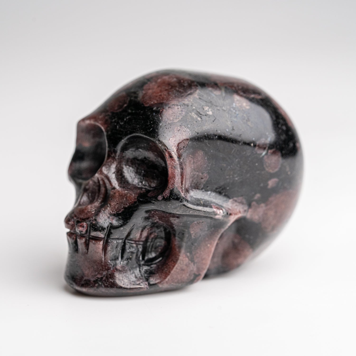 Polished Garnet in Biotite Skull Carving (141 grams)