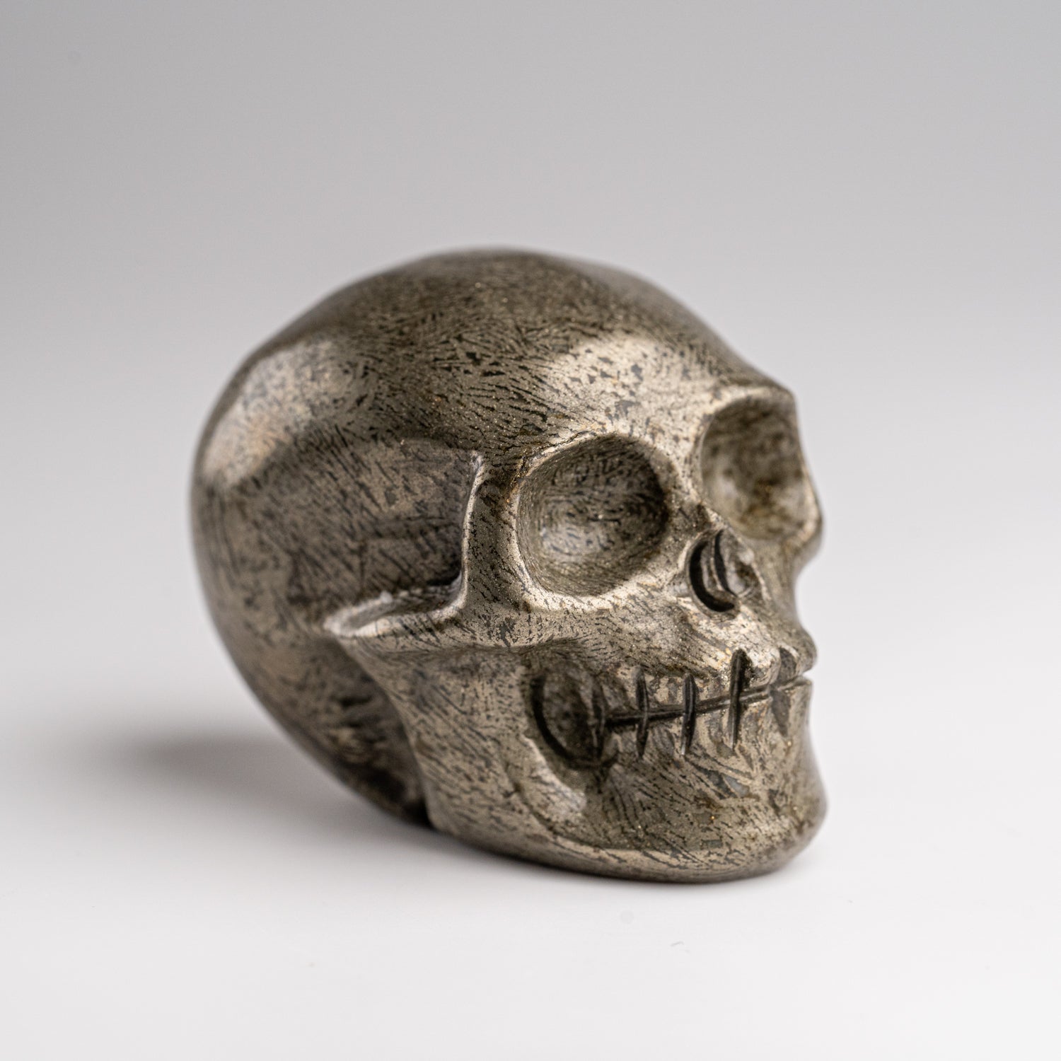 Polished Pyrite Skull Carving (208.8 grams)