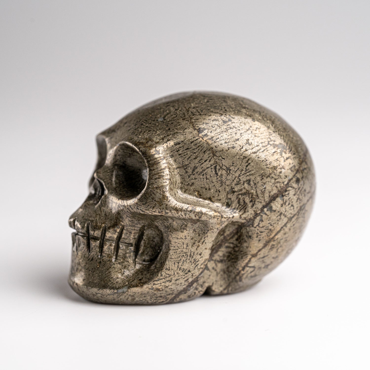 Polished Pyrite Skull Carving (208.8 grams)