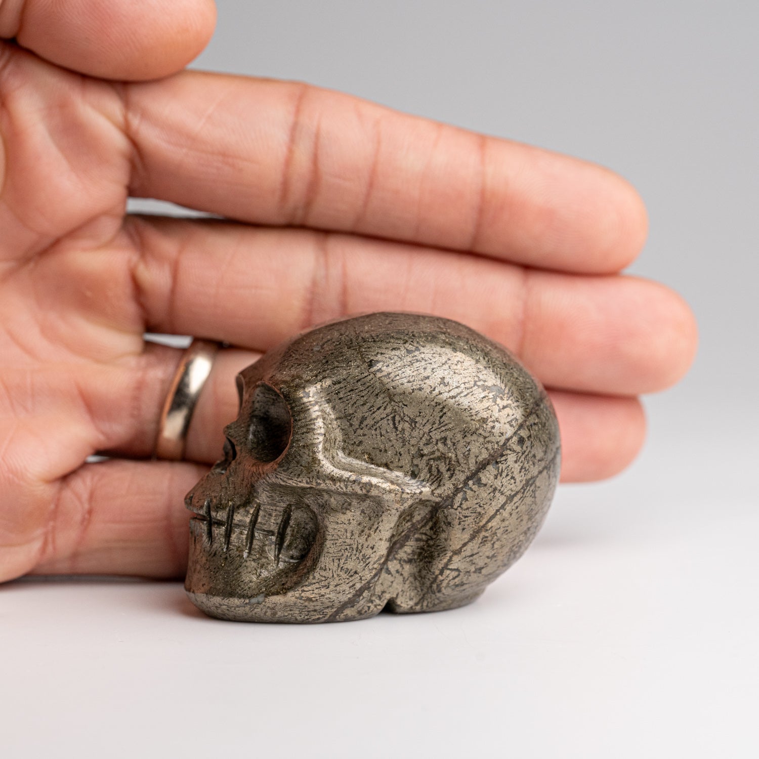 Polished Pyrite Skull Carving (208.8 grams)