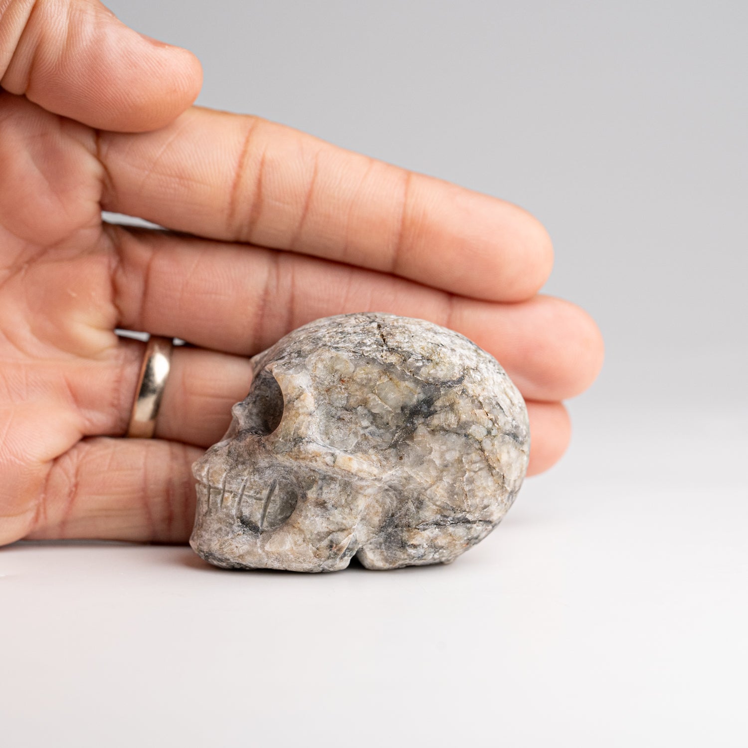 Polished Alabaster Skull Carving (123.8 grams)