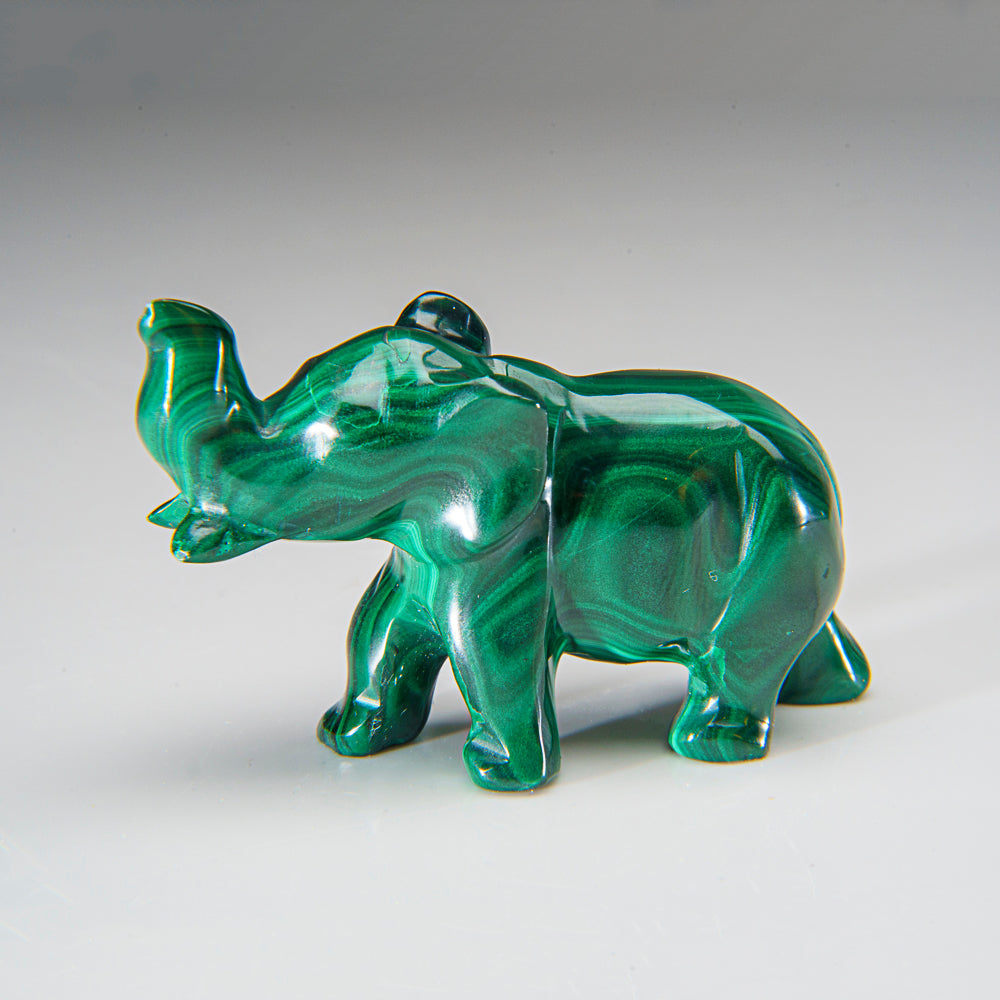 Genuine Polished Malachite Elephant Carving (109.5 grams)