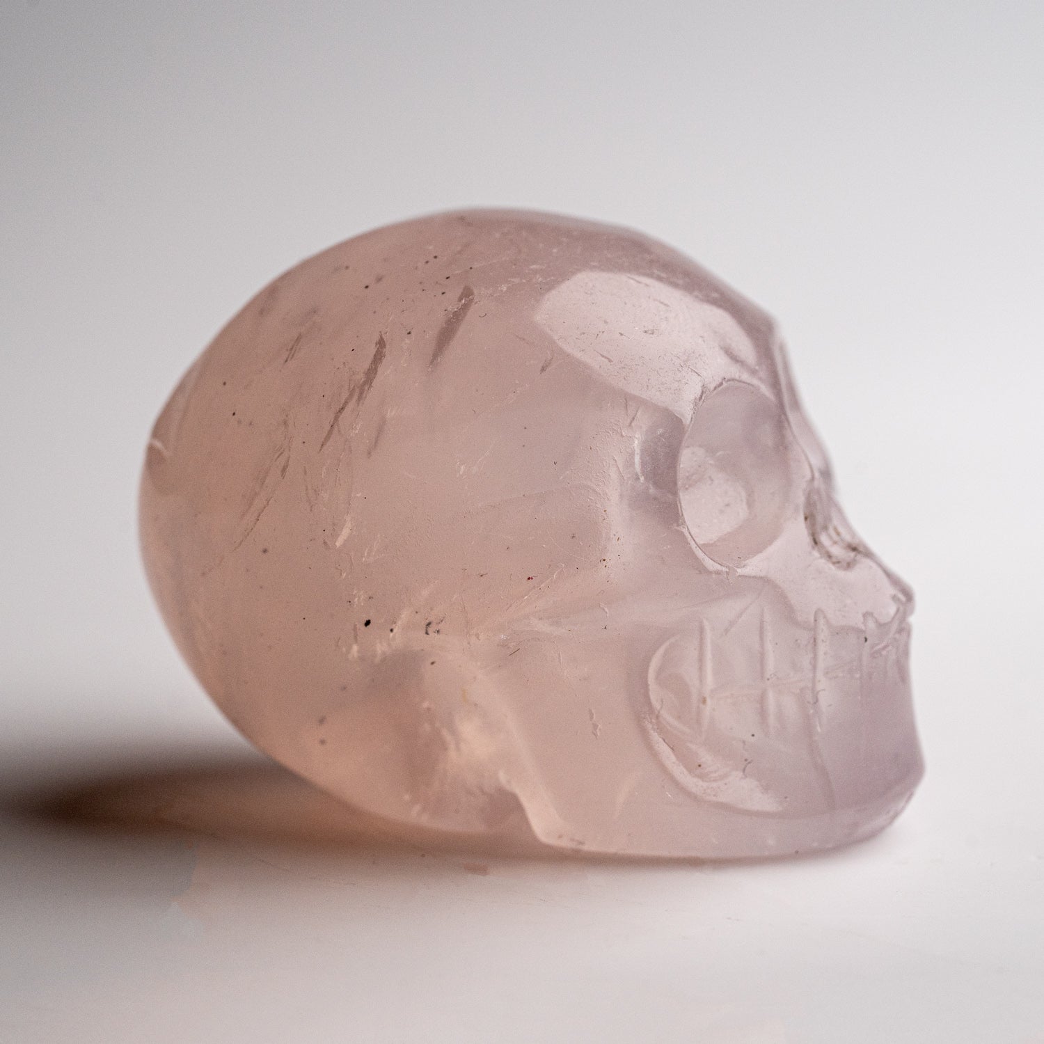 Polished Rose Quartz Skull Carving (120 grams)